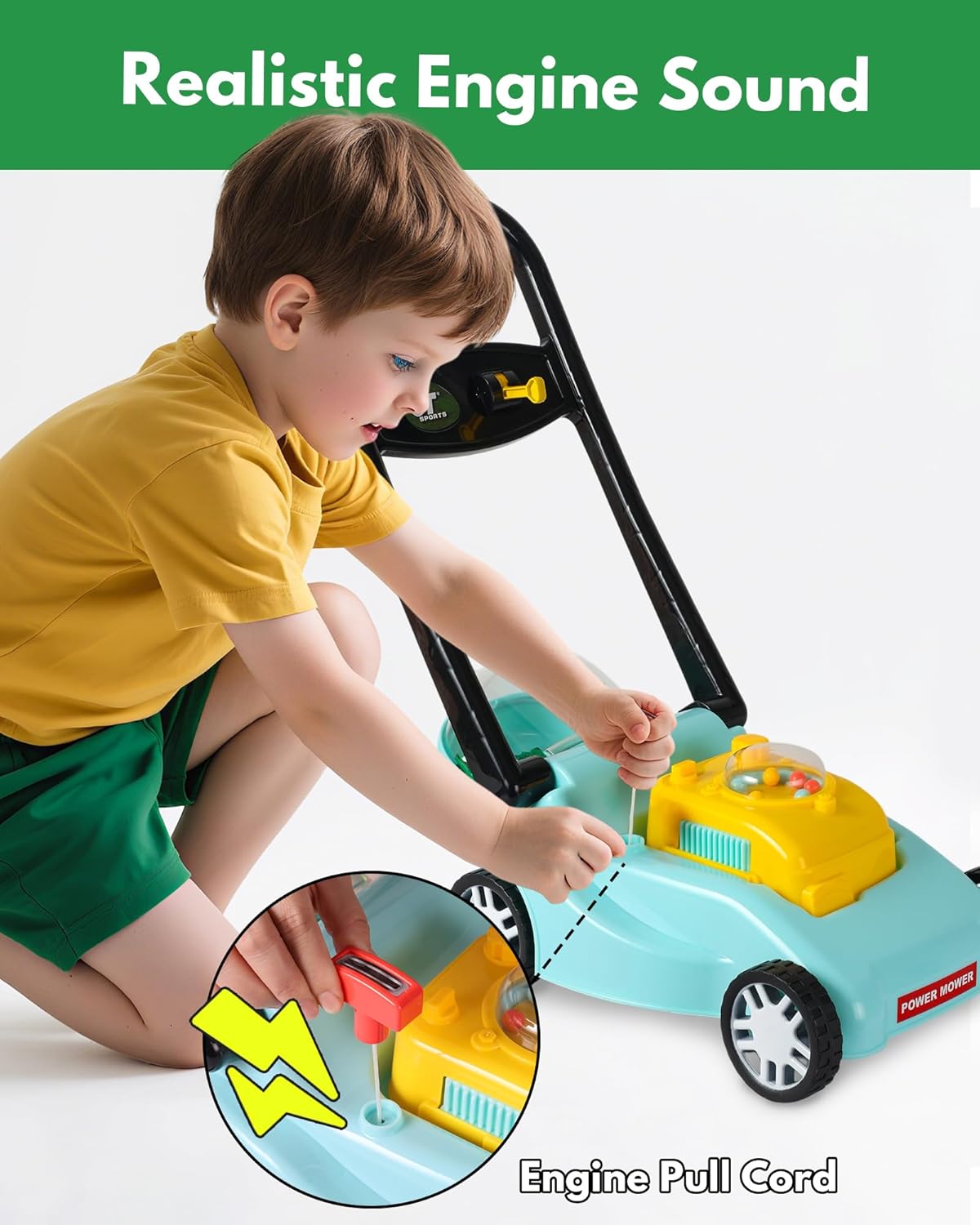 Thumbnail 5 de CT SPORTS Kids Lawn Mower: Realistic, Battery-Free Outdoor Toy (Blue)