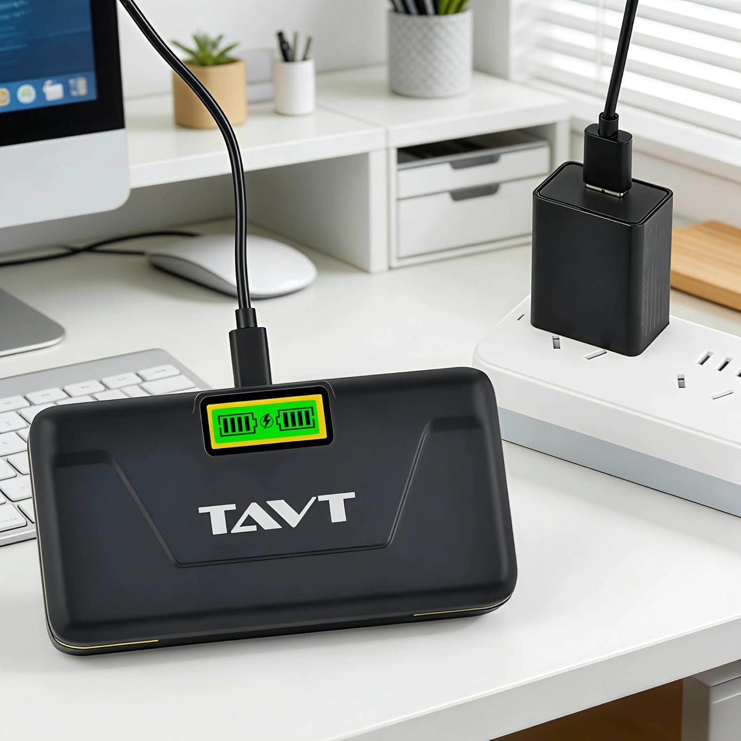 Detalle de TAVT NP-FZ100-batterijset met dubbele lcd-lader, 2 × 2600 mAh