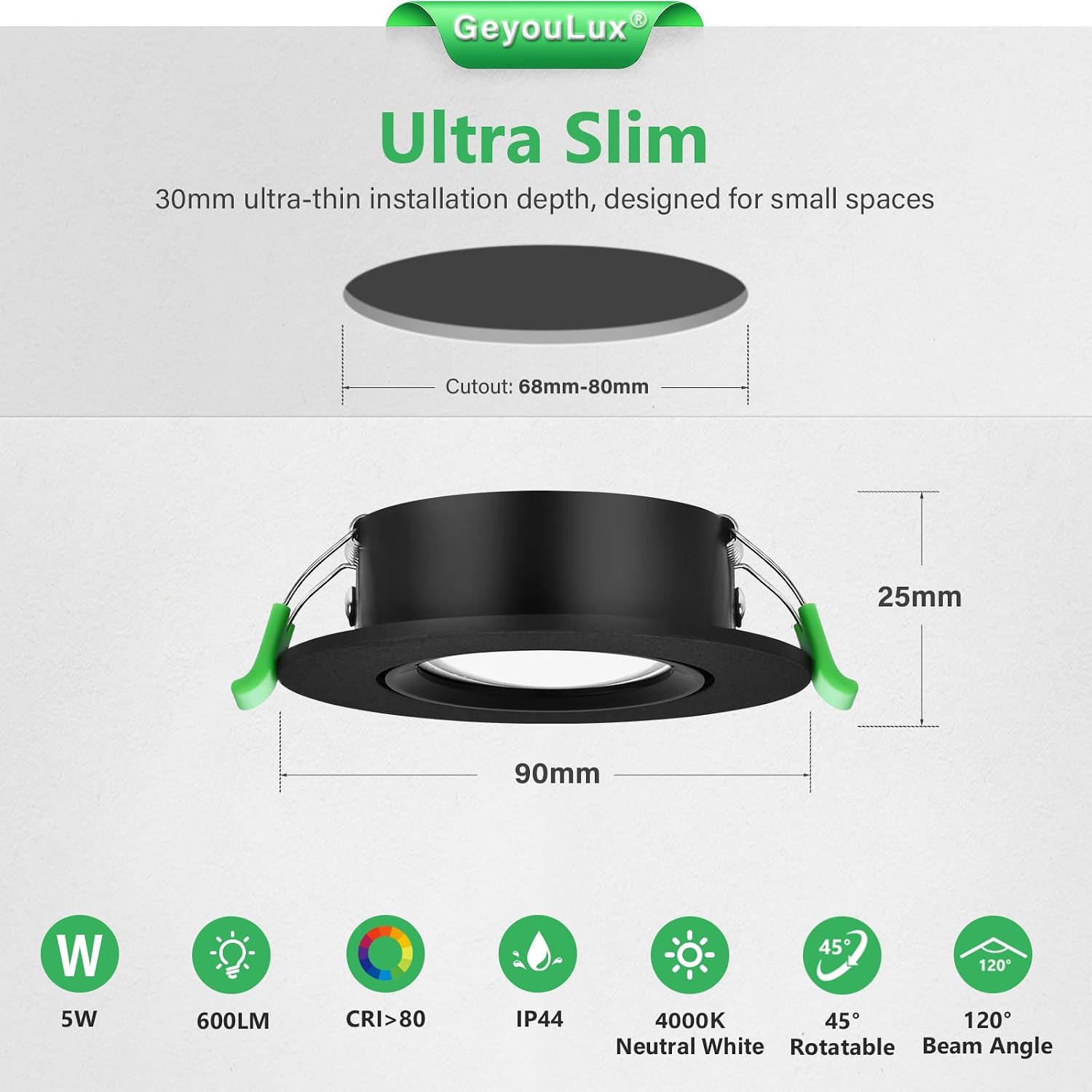 Detalle 2 de GeyouLux LED Einbaustrahler 5 W 600 lm 230V
