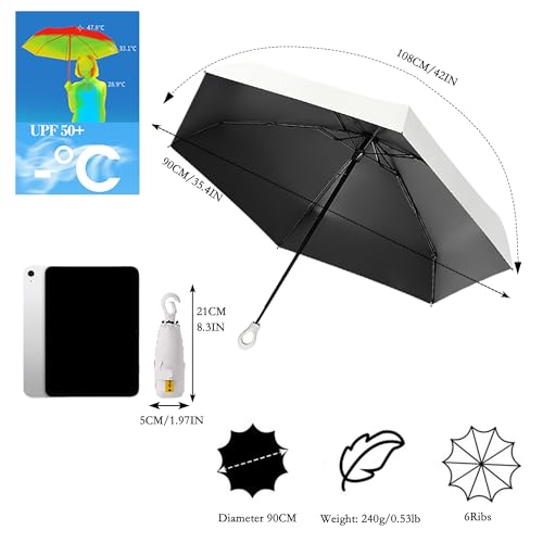 Detalle de Travebo Mini Paraguas de Mano UPF 50+ | Protección UV y Lluvia, plegable 21 cm