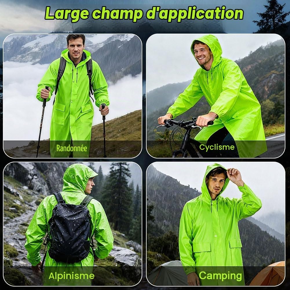 Thumbnail 6 de BSBUY 5484445 waterdichte regenponcho met capuchon en reflecterende strepen
