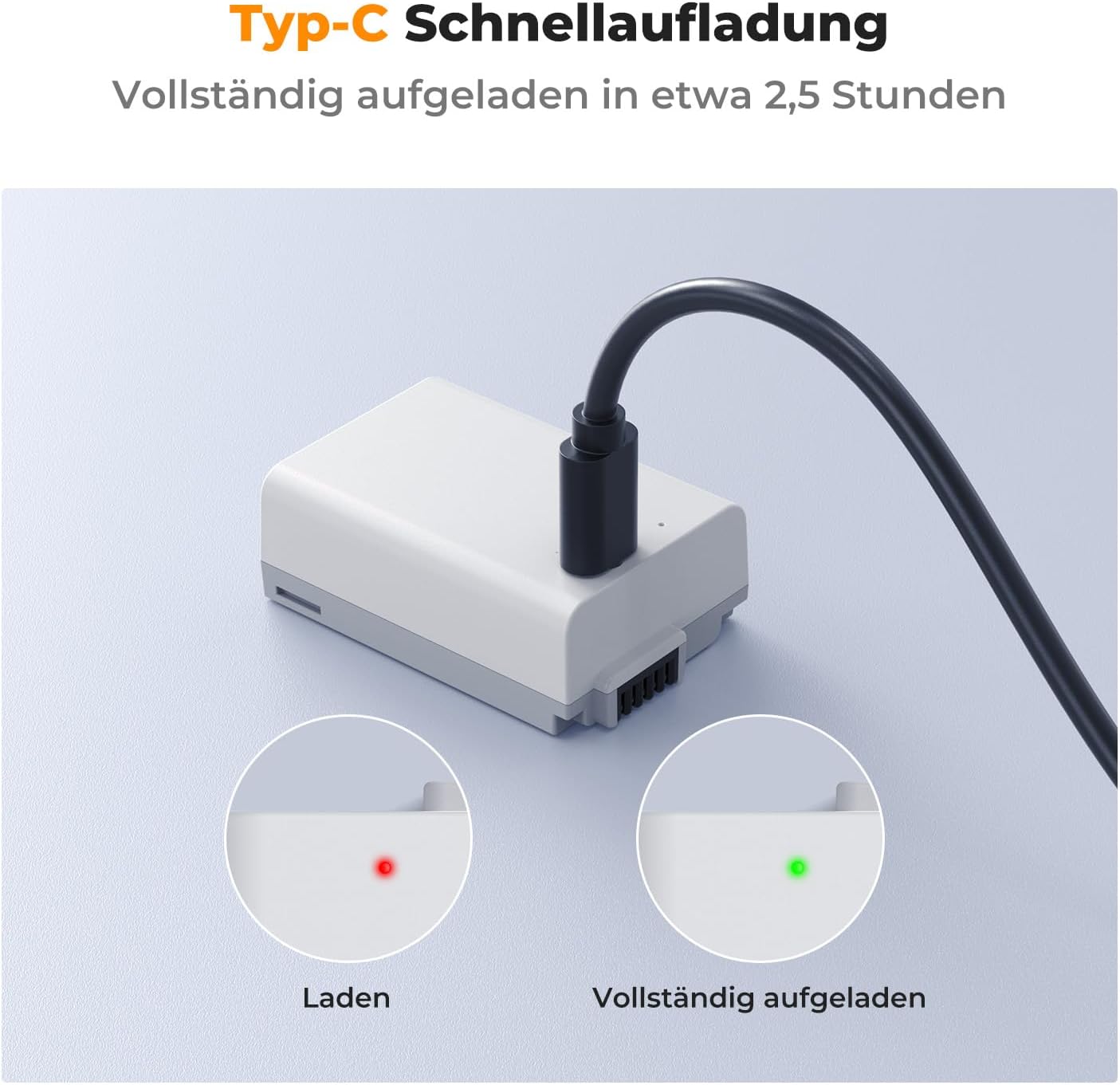 Thumbnail 1 de K&F CONCEPT EN-EL25 1250mAh Akku mit USB-C Direktladeanschluss für Nikon Z30, Z50 und Zfc – Upgrade-Modell Weiß/Grau