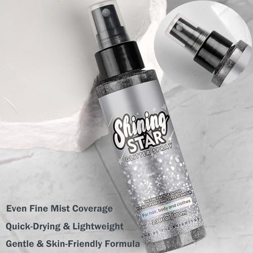 Thumbnail 7 de Premium Silver Glitter Spray by Mikloven — Luxurious Shimmer Mist for Body, Hair, Face & Clothing (100ml, 1 Pack)