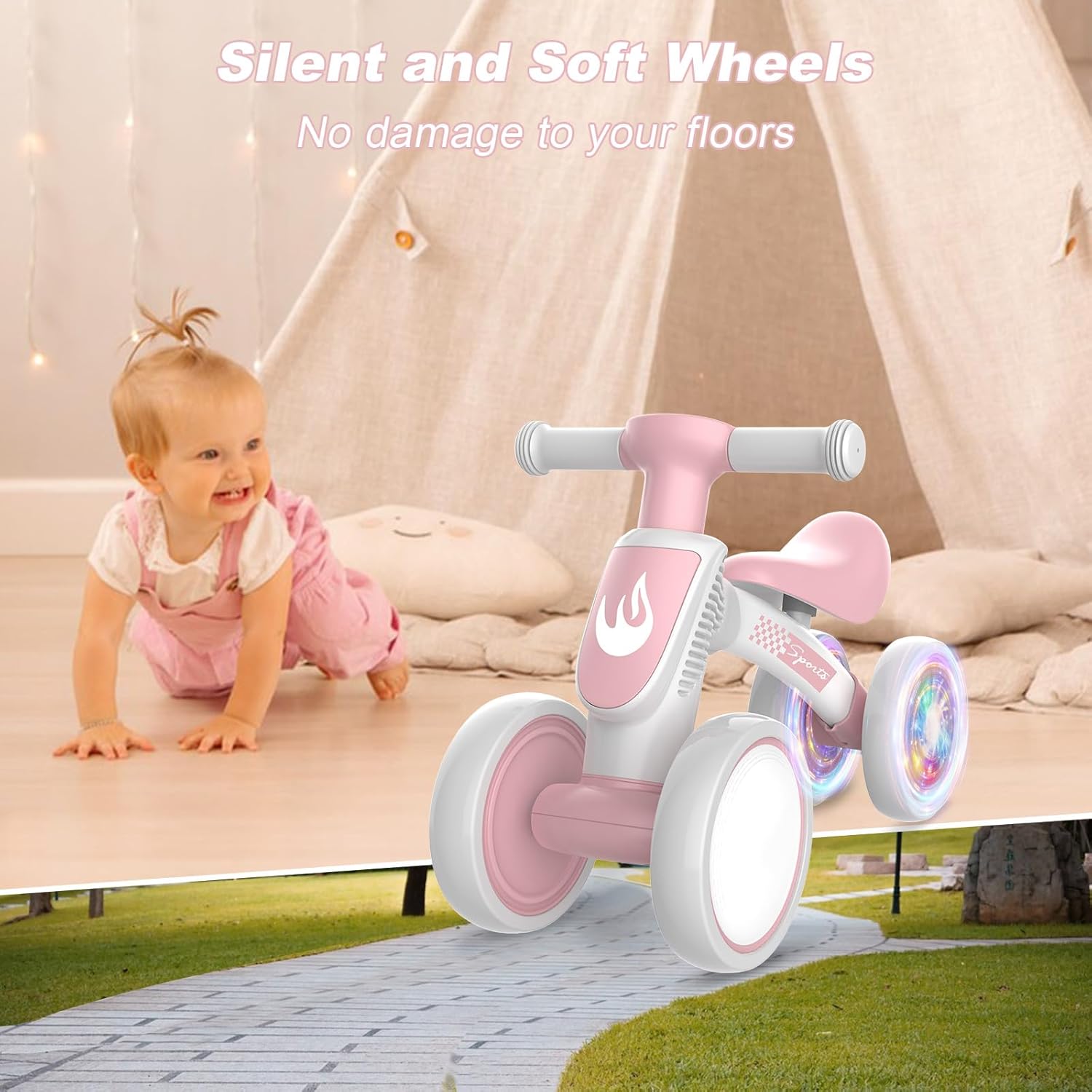 Thumbnail 5 de WETIFY Colorful Lighting Baby Balance Bike — 10-36 Months, No Pedal, Soft Seat, 4 Silent Wheels