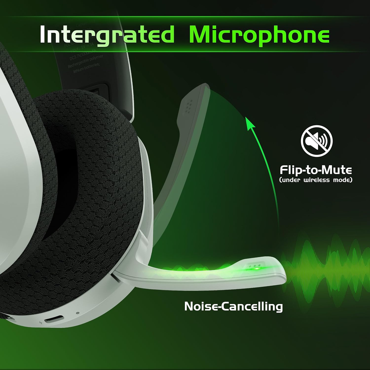 Detalle 2 de Gvyugke 560 Over-Ear Gaming Headset, White, 50 mm Drivers and 20 ms Low Latency