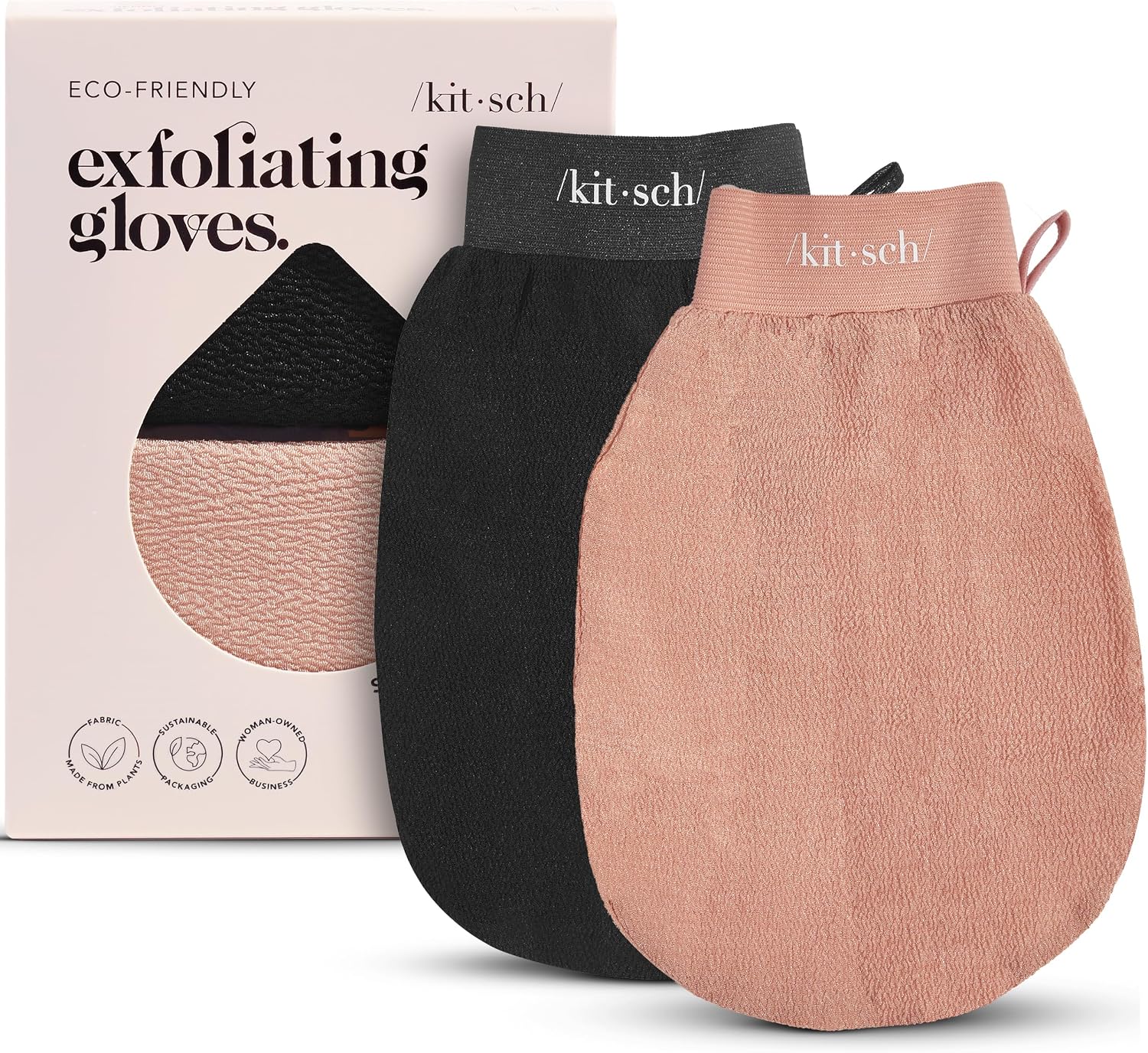 Detalle de Kitsch Guanti Esfolianti 2pz – Guanto Esfoliante Coreano & Scrubber Corpo per Doccia e Bagno