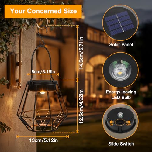 Detalle de Dehobo Solarlampen für Außen Hängend & Stehend, IP65 wasserdicht – 2 Stück