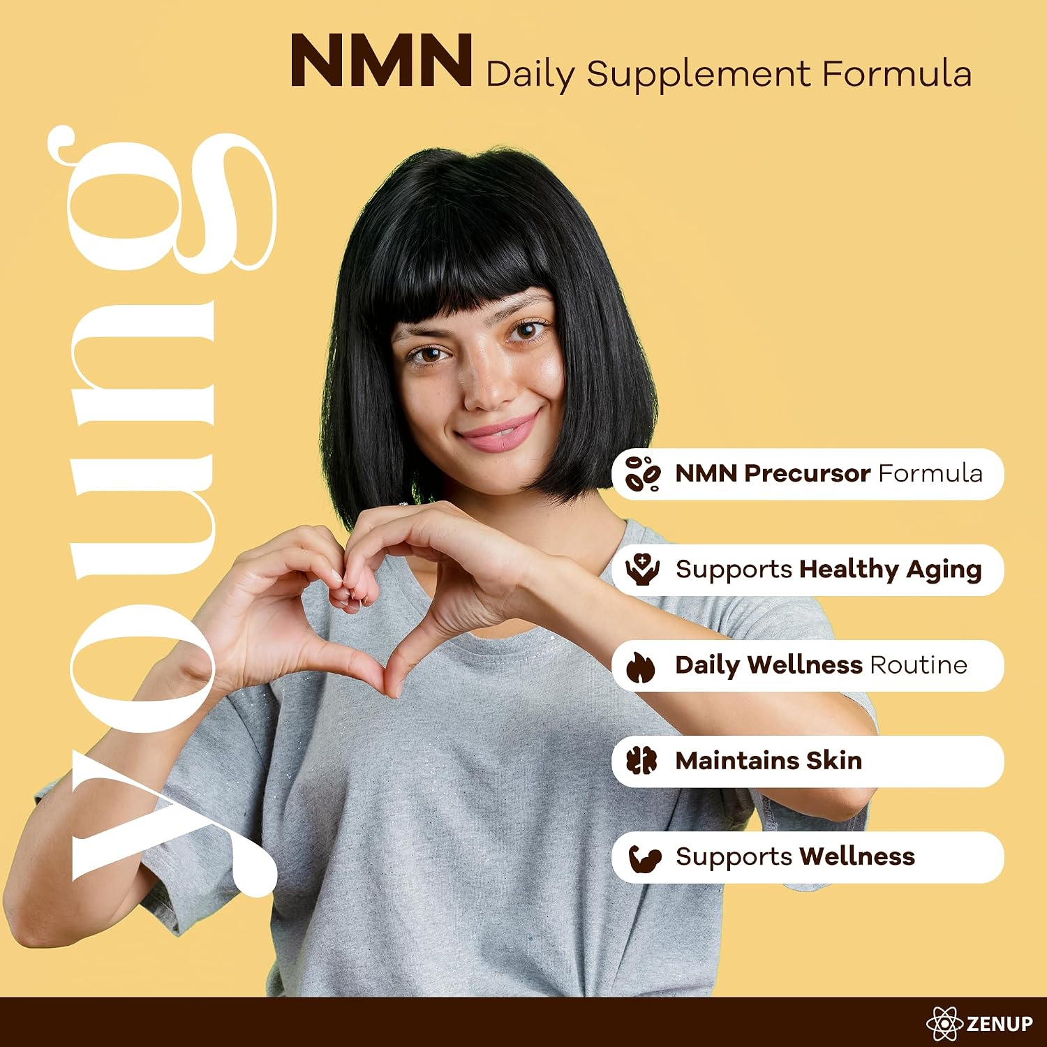 Detalle de ZenUP NMN supplement, 120 veggie capsules