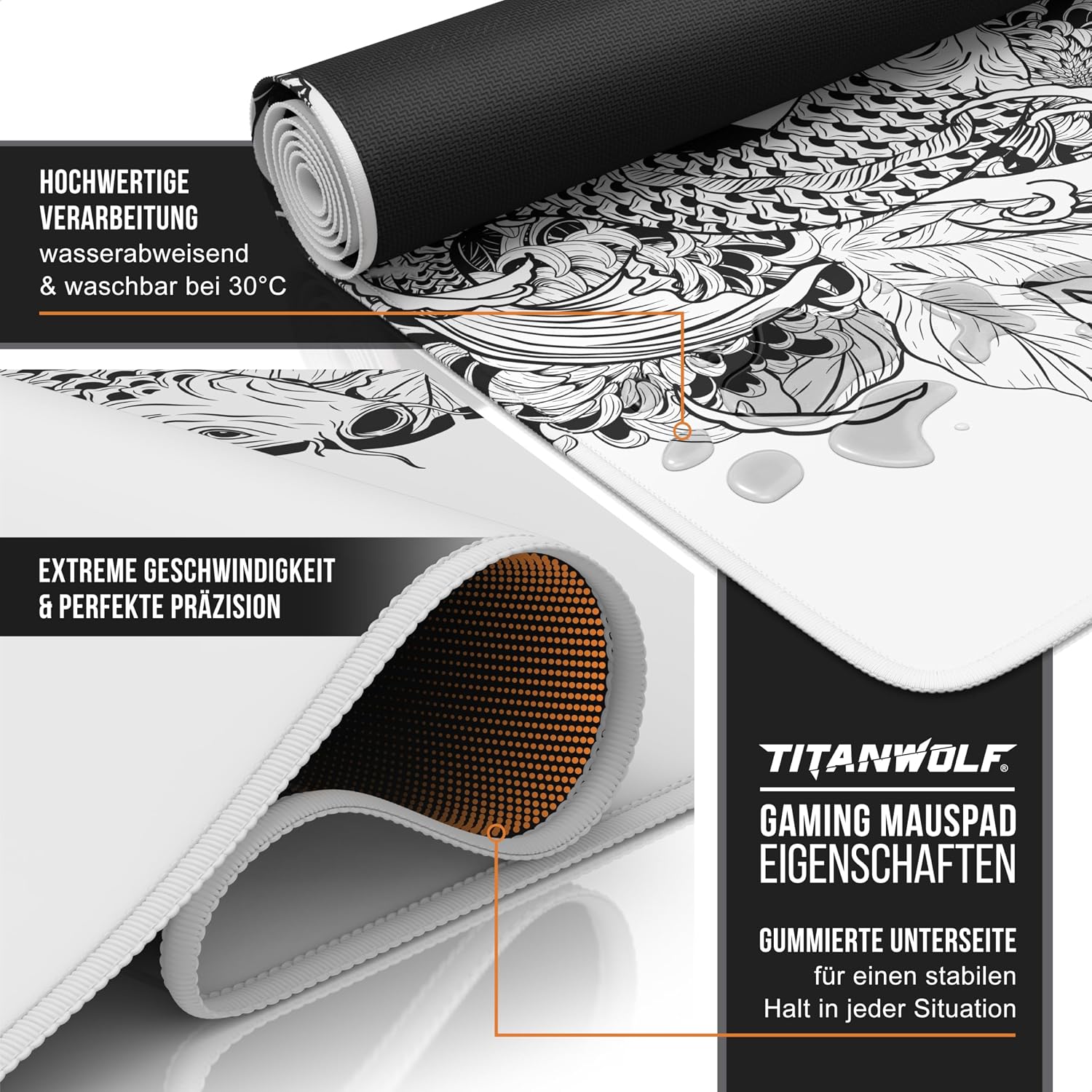 Detalle de TITANWOLF XXL Speed Mauspad 900 x 400 mm