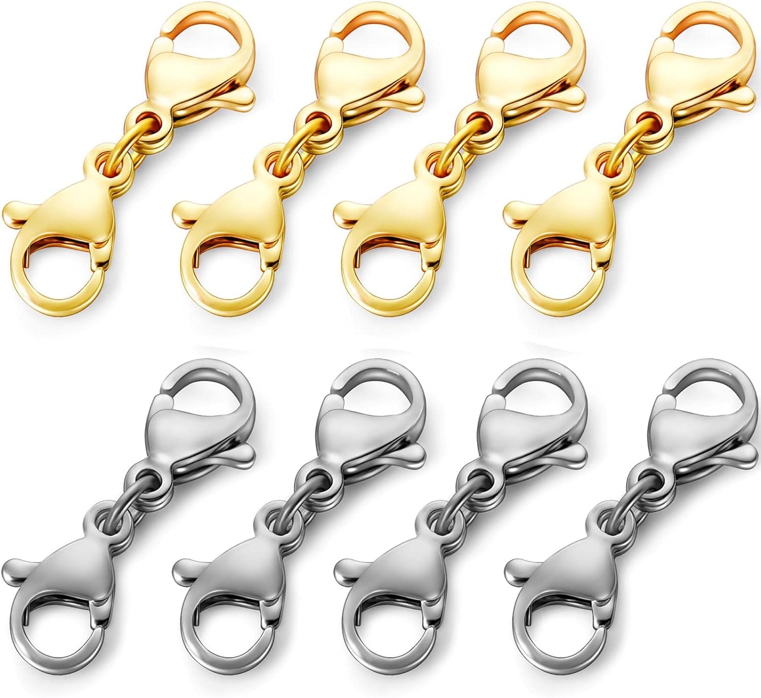 Detalle de OHINGLT 01 Double Lobster Clasp Extenders, Stainless Steel, 8-Piece Set