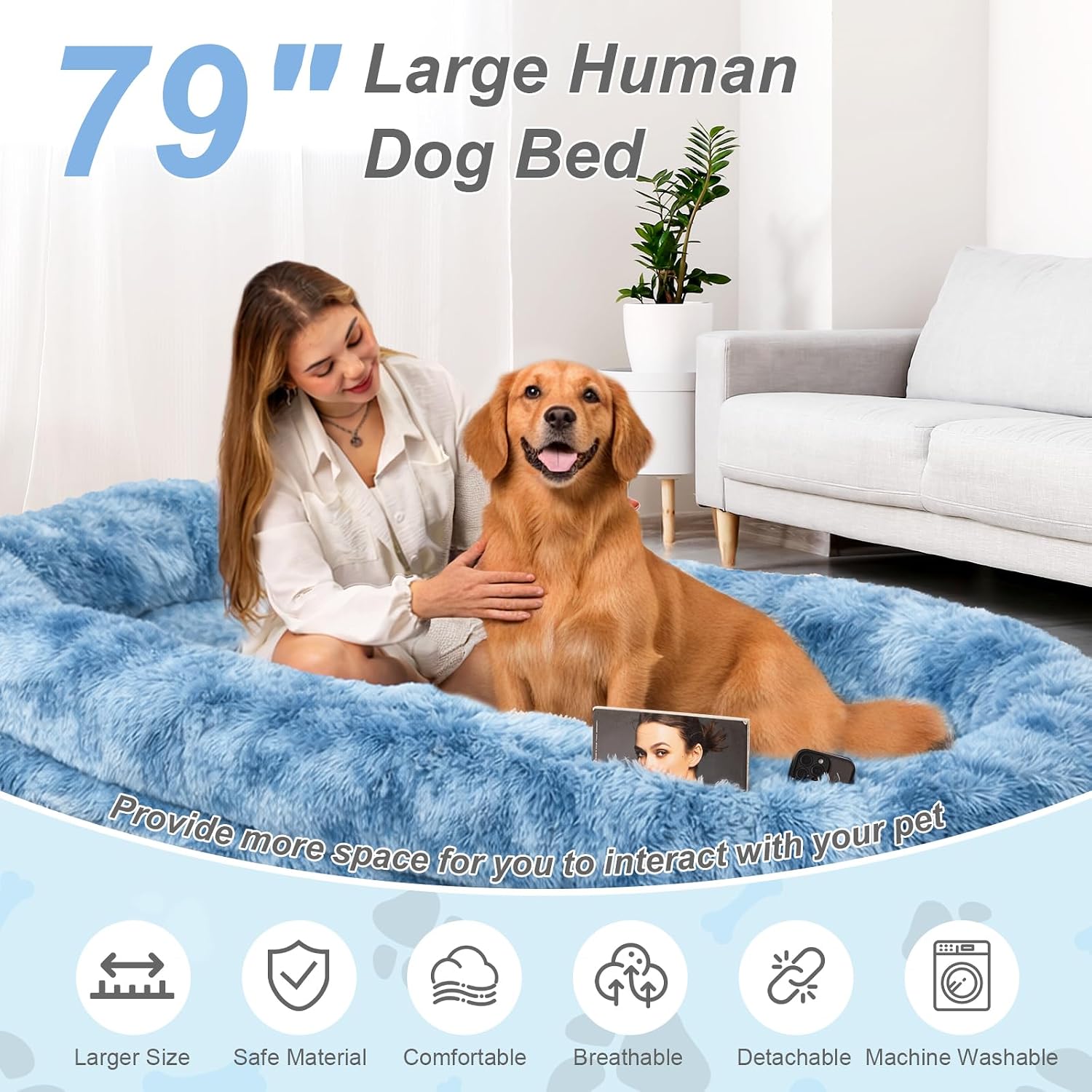 Detalle de Human Dog Bed, 79 x 44 x 12.5 Inches
