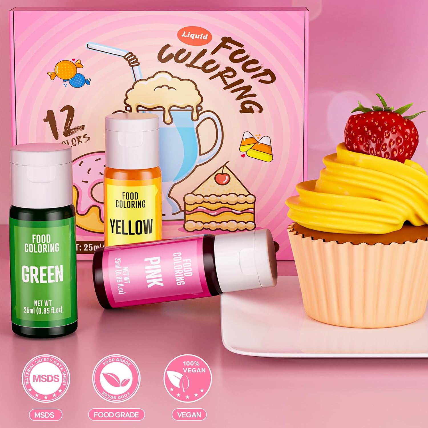 Detalle 2 de Food Coloring Set 12 Bottles