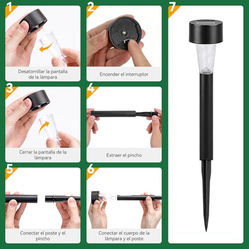 Thumbnail 6 de Aigostar 12 Uds Balizas Solares para Exterior – Luz Fría 6500K, IP44, Iluminación Solar para Jardín, Terraza y Camino
