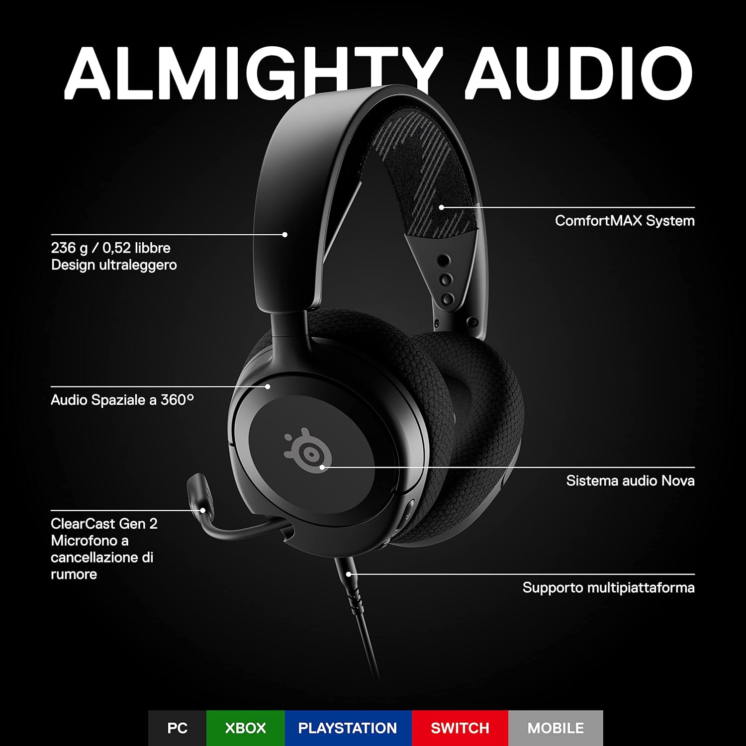 Thumbnail 2 de SteelSeries Arctis Nova 1 cuffie multisistema