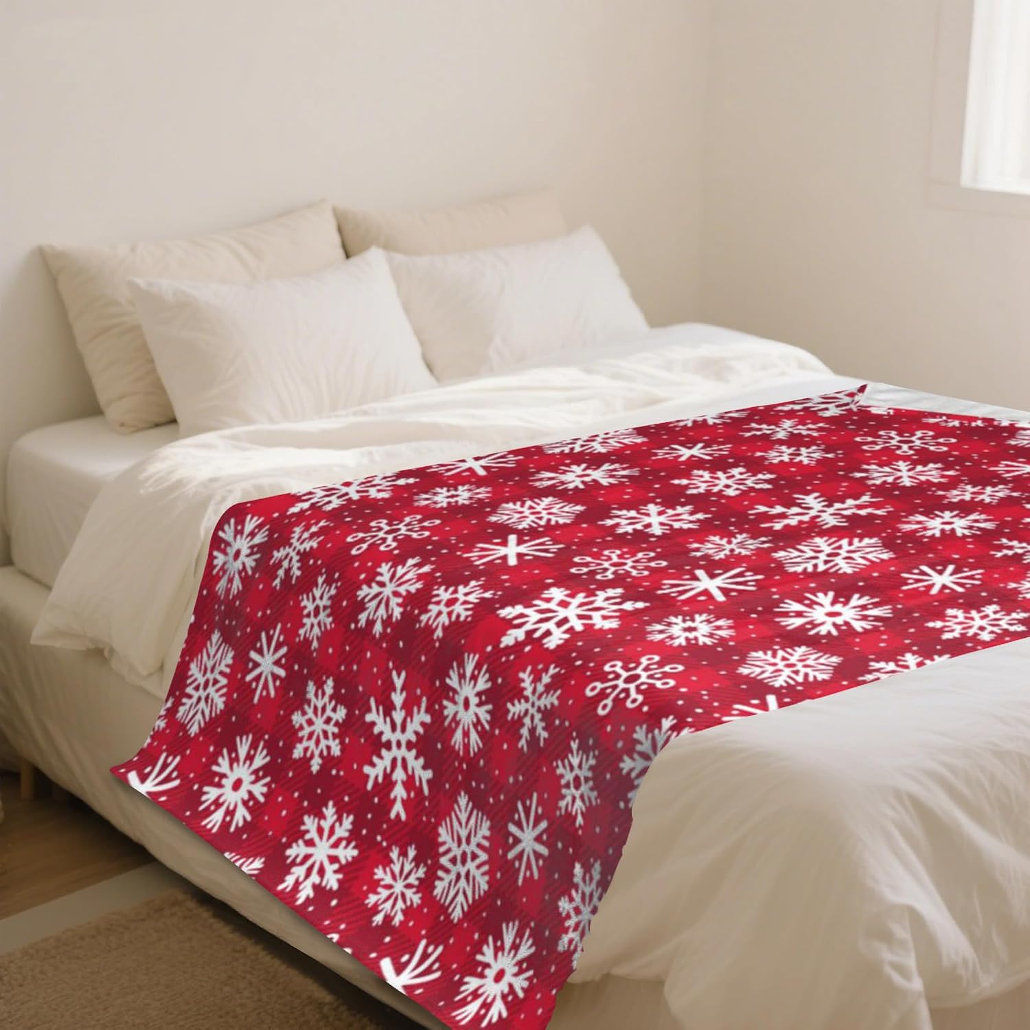 Detalle de HUSITI Snowflakes Christmas Decor Throw Blanket (50" x 60")