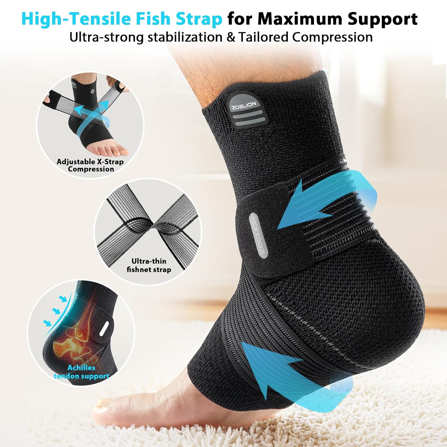 Detalle 1 de ZOELION Ankle Support with Removable Fishnet Strap