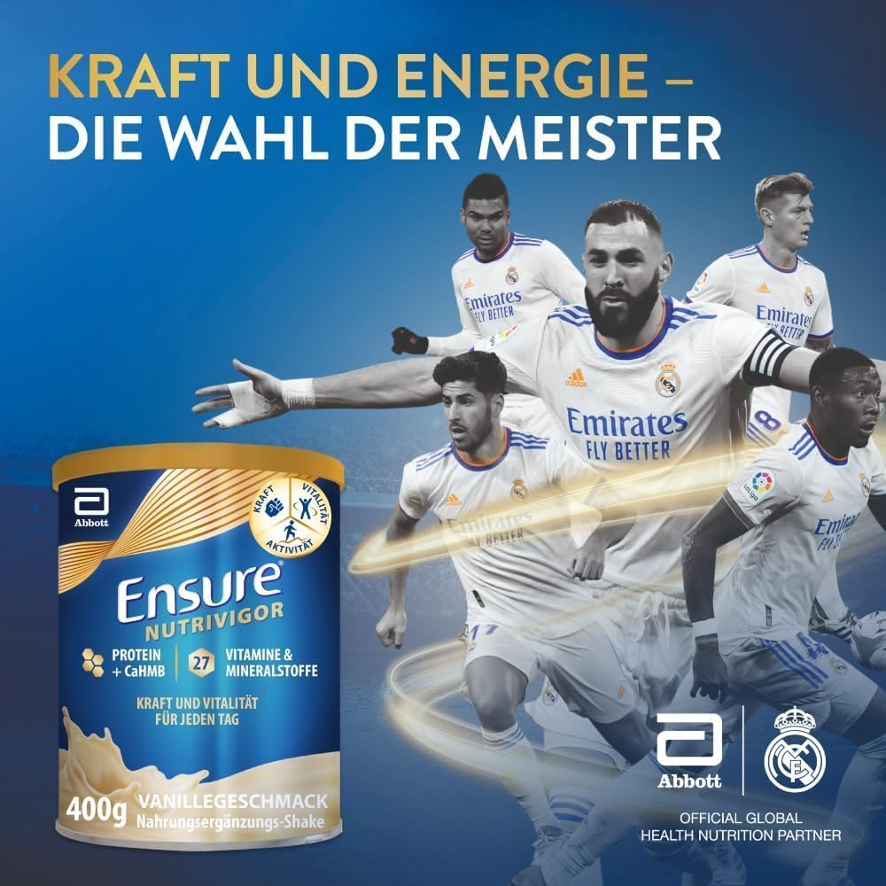 Detalle de Ensure NutriVigor Vanille 400 g – Nährstoffshake mit Protein, 27 Vitaminen & Mineralstoffen