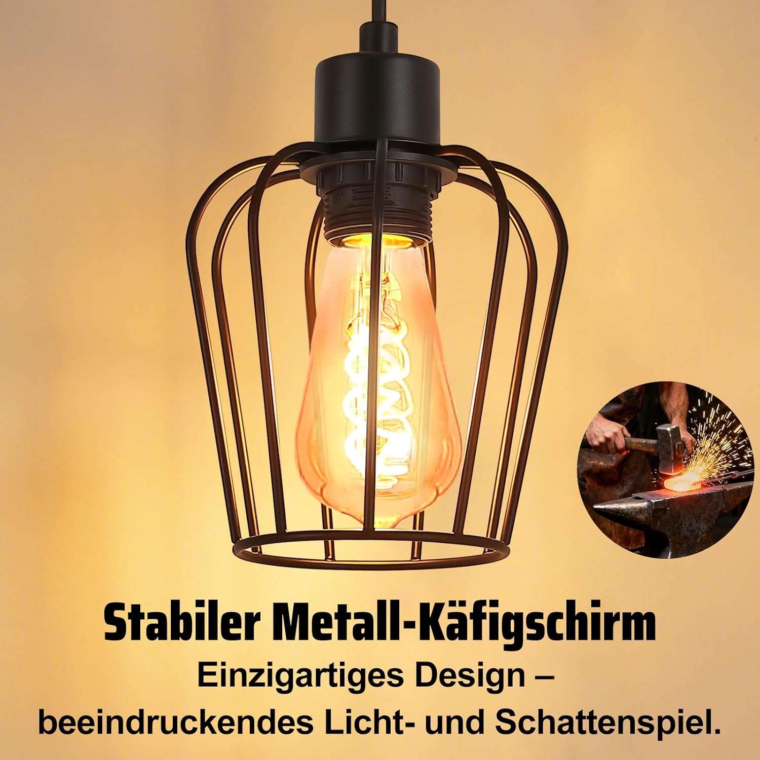 Thumbnail 5 de ZMH Stehlampe Wohnzimmer – Holz, Schwarz, Vintage-Industrial, 2-flammig, 151 cm
