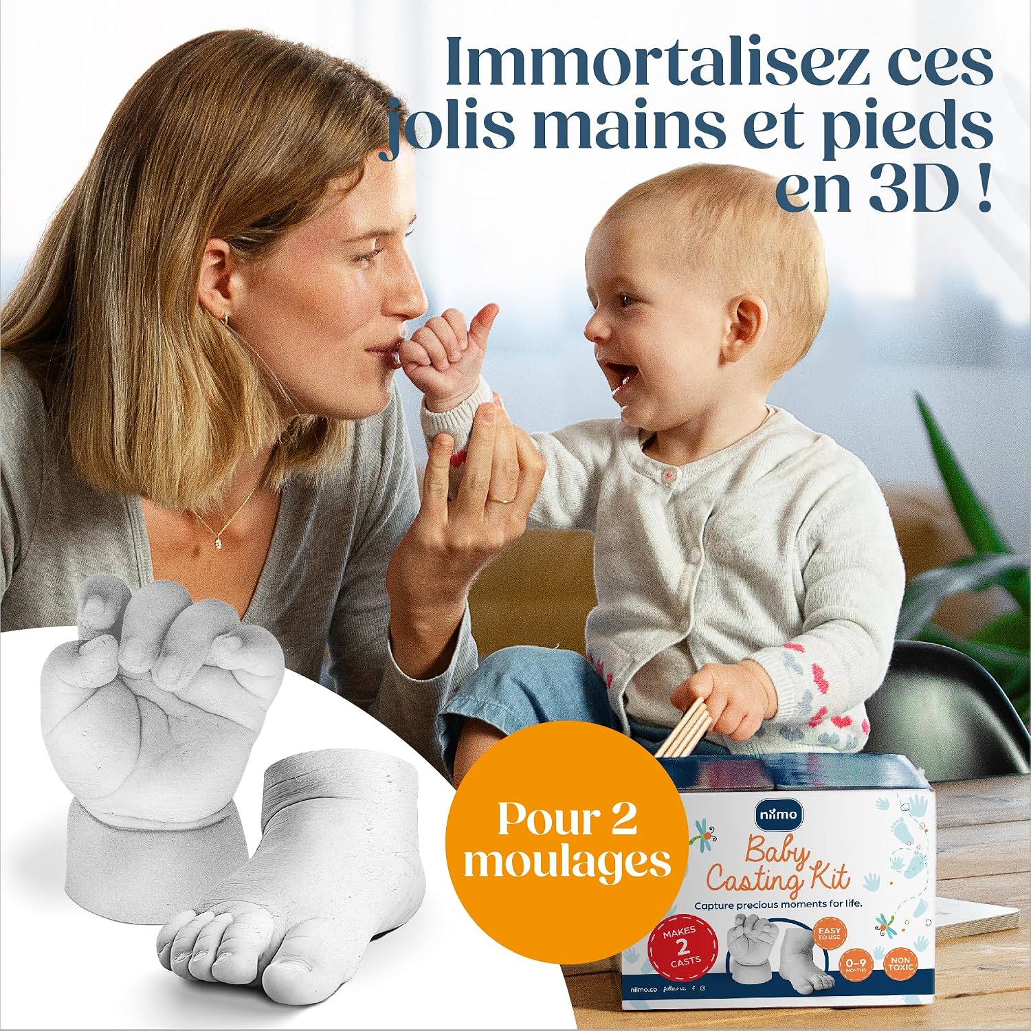 Detalle de Niimo® Kit de Moulage Main et Pied Bébé 3D — 2 moulages, non irritant et non toxique