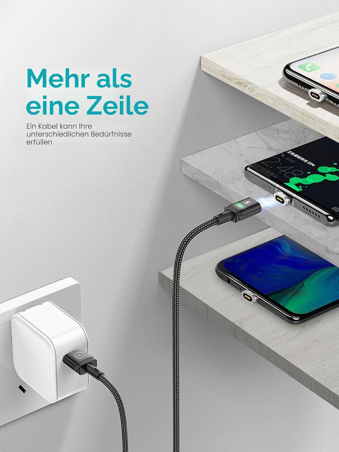 Thumbnail 5 de Kuulaa Magnetisches USB-C-Ladekabel – 2er-Pack, 1 m, 3 A, magnetisch