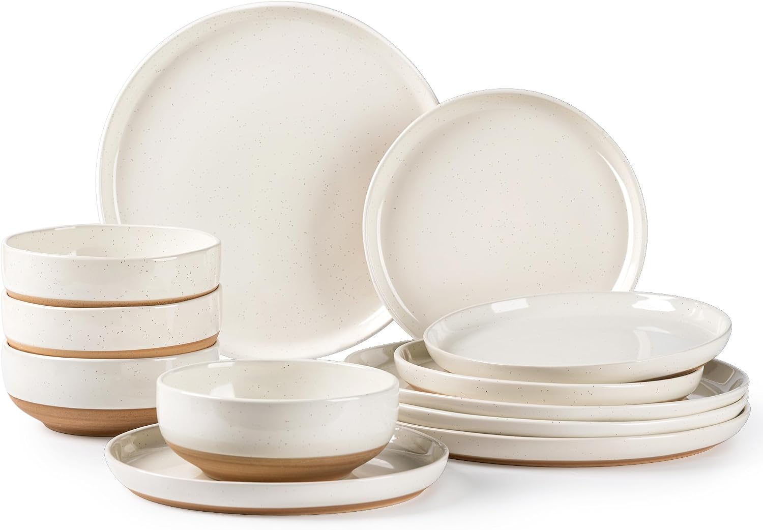 Detalle de AmorArc Handpainted Ceramic Dinnerware Set (12-Piece) – Stoneware Dishes for 4