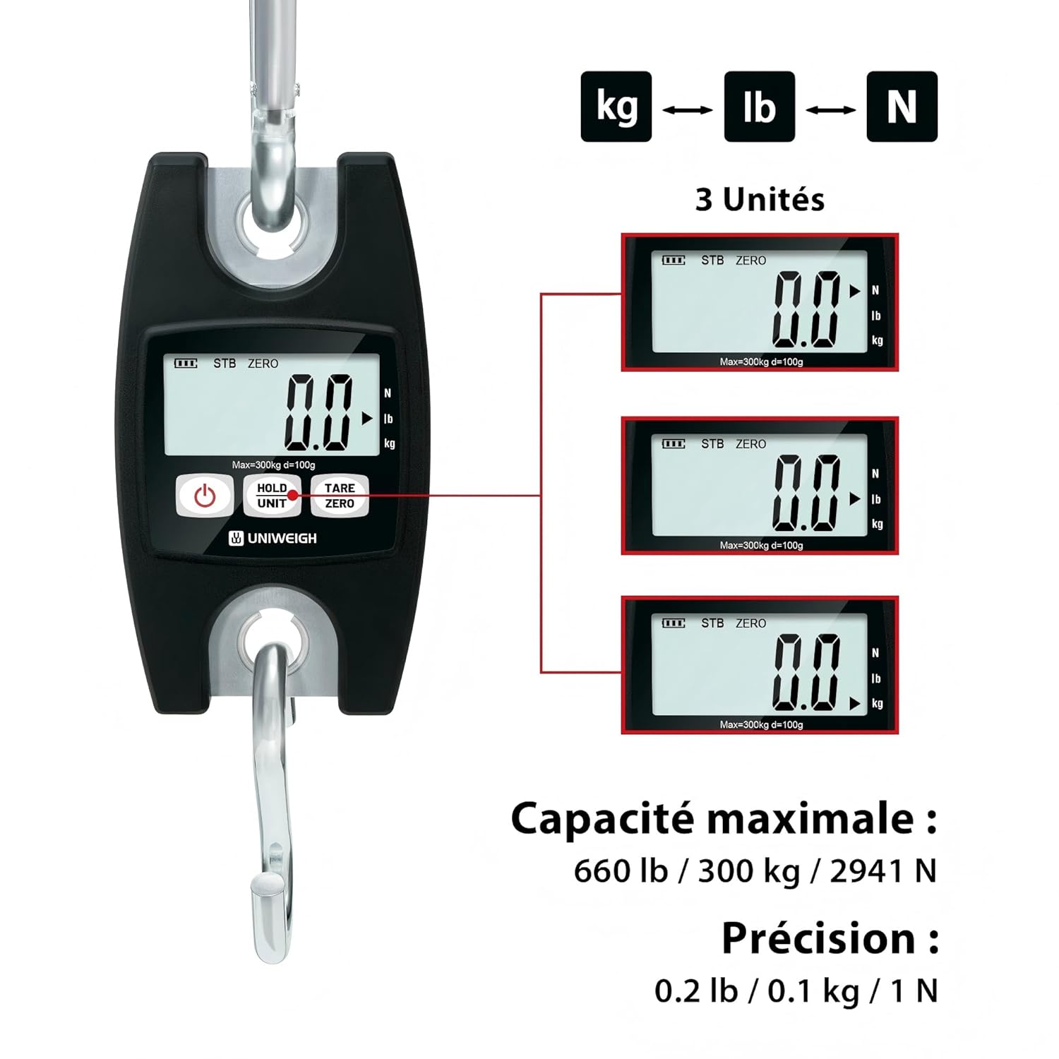 Detalle 2 de UNIWEIGH Balance suspendue 660lb/300kg