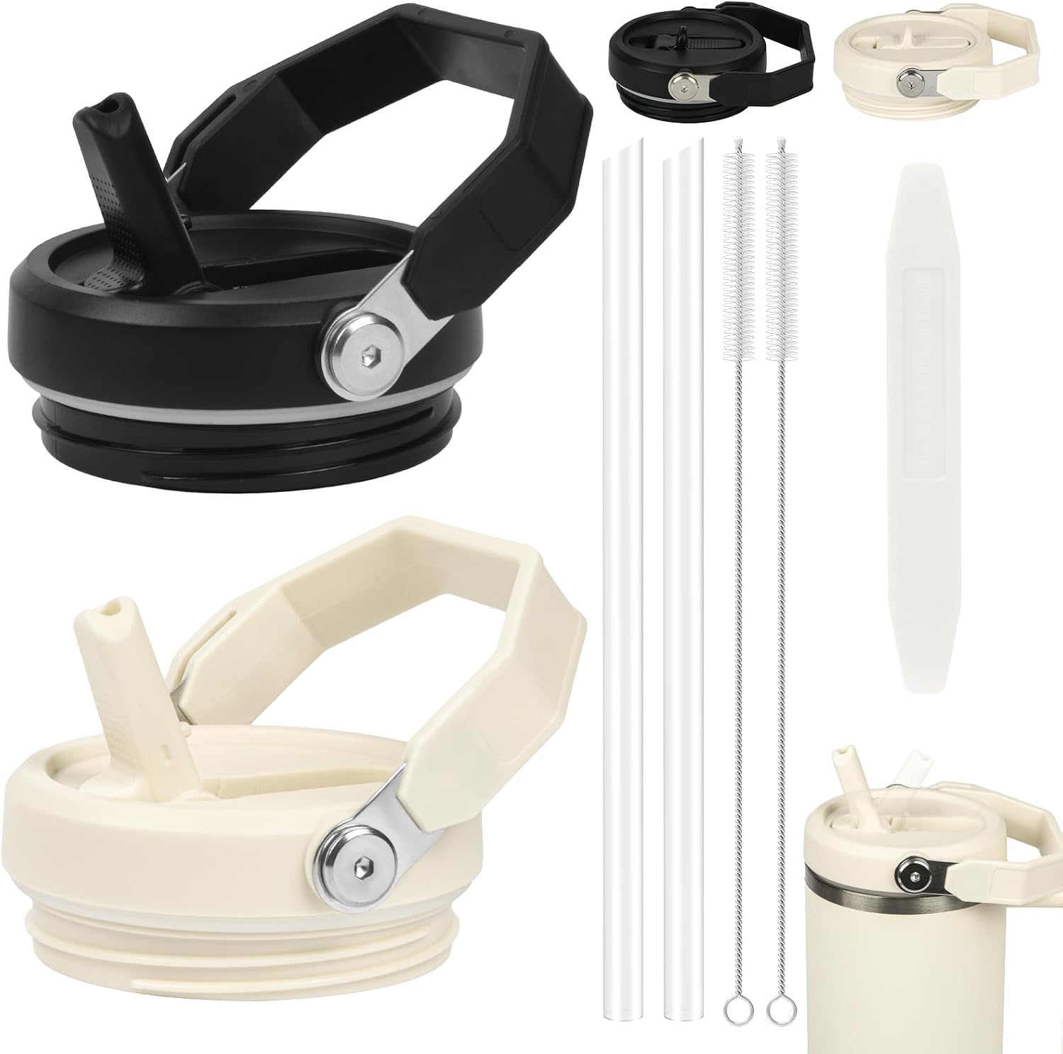 Detalle de AYESY ersättningslock för Stanley-mugg 40 oz, 2-pack med sugrör