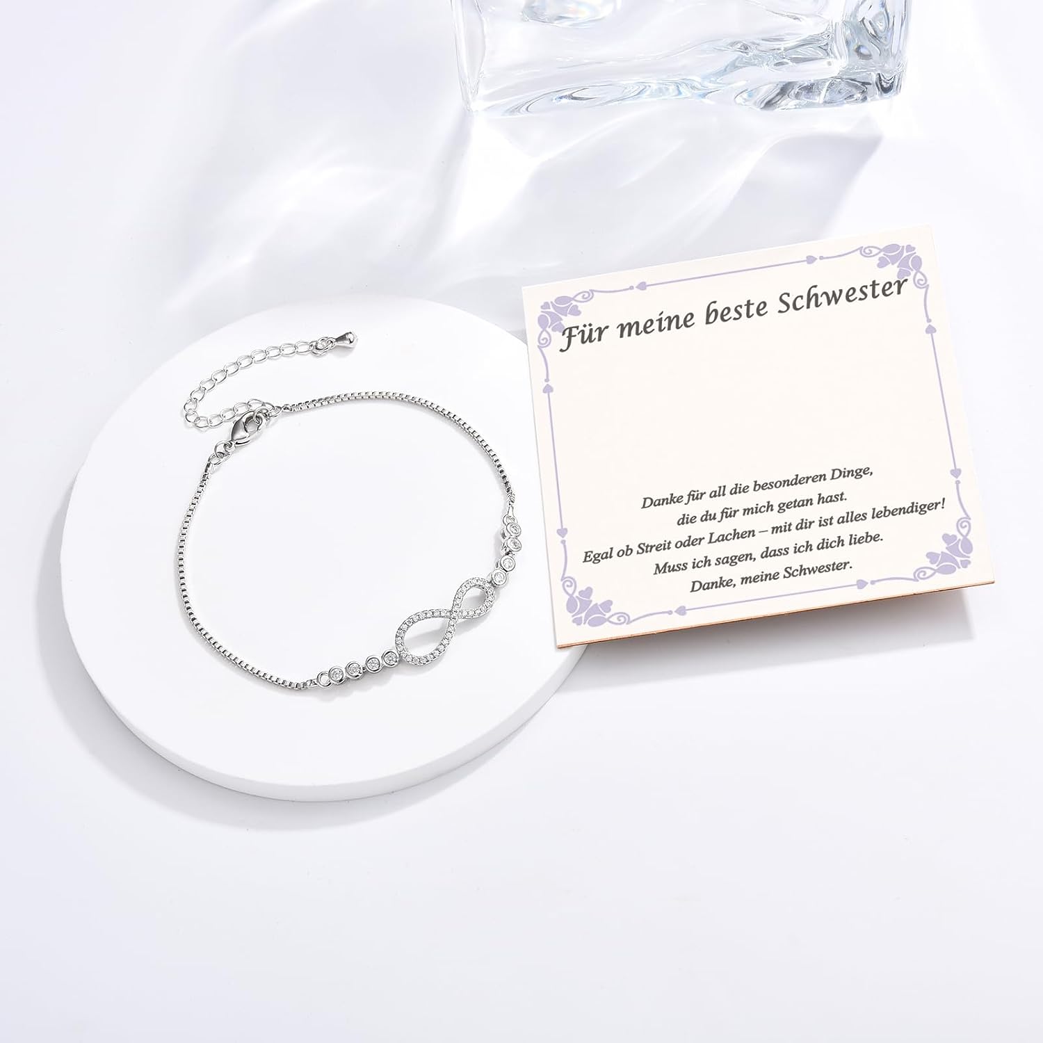 Detalle de USEEDOVIA Unendlichkeitszeichen-Armband mit AAA-Zirkonia für Mama, Tochter, Oma & Schwester