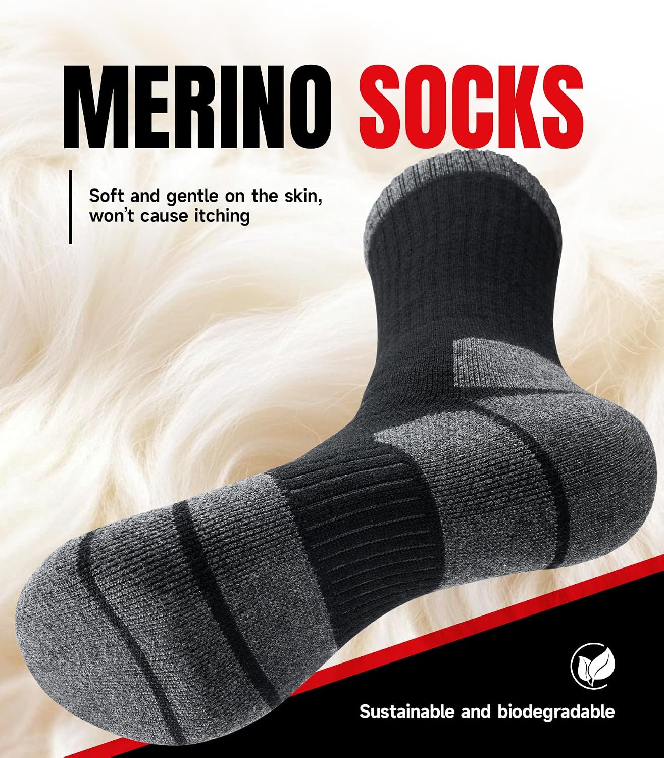 Detalle 2 de Merino wool hiking socks 3 pairs