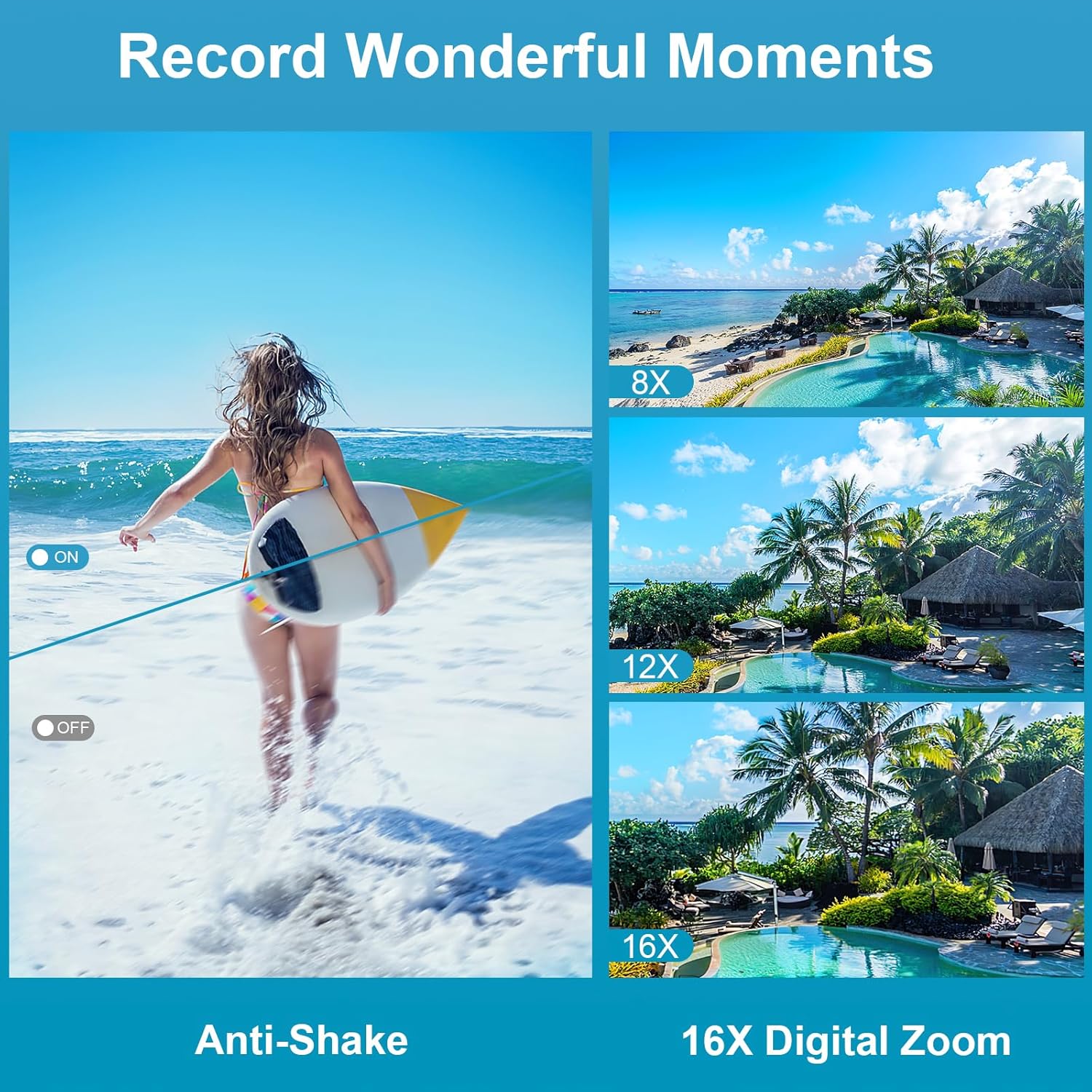 Detalle de Yixinxin Unterwasserkamera (UHD 4K, 64 MP) mit Autofokus und Dual-Selfie-Bildschirmen, inkl. 32-GB-Karte