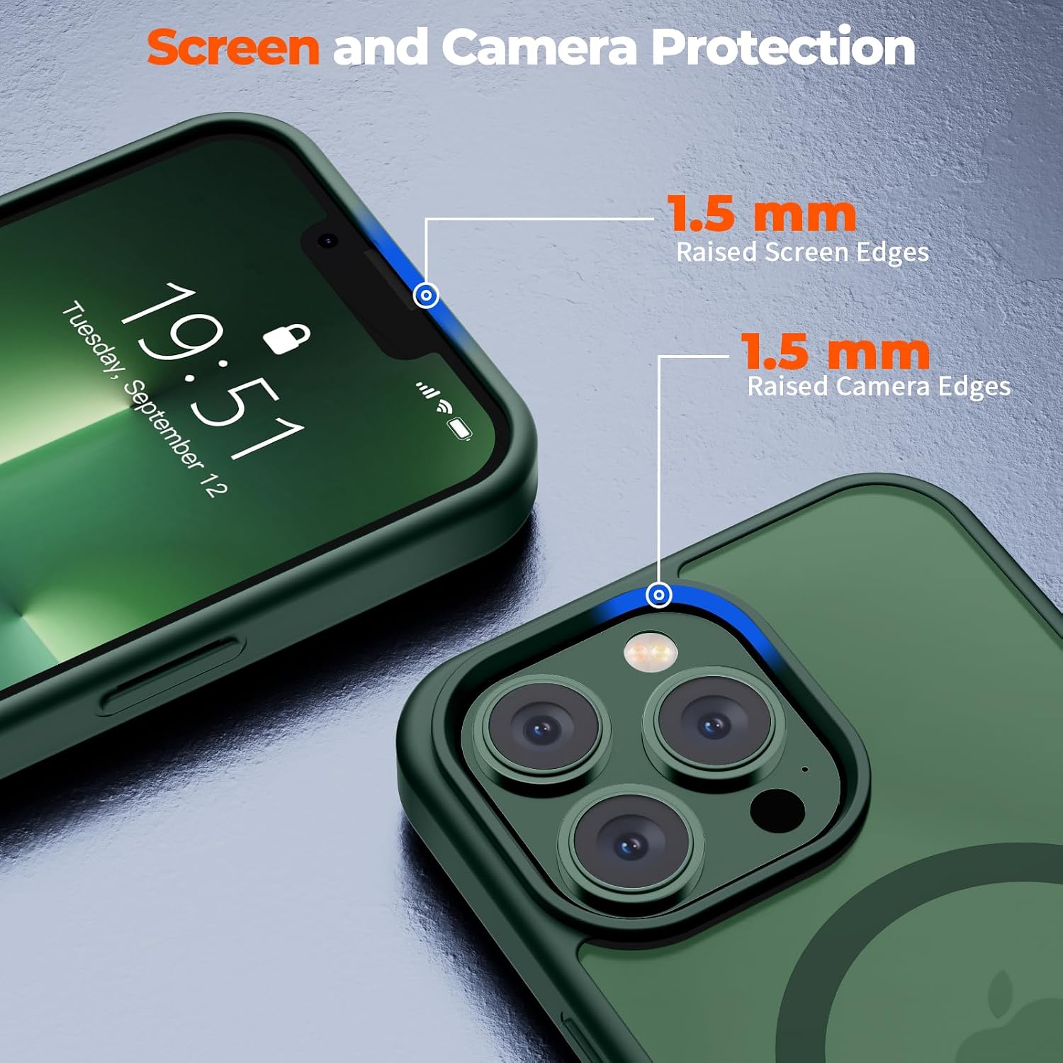 Detalle 1 de zapica Magnetic iPhone 13 Pro Case, Forest Green, MagSafe Compatible