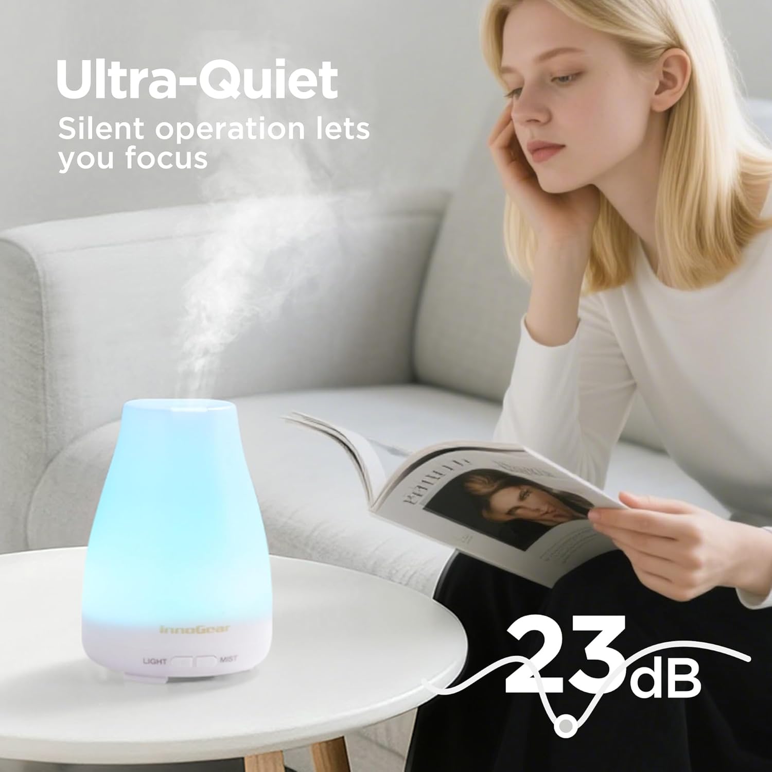 Thumbnail 3 de InnoGear Essential Oil Diffuser: Ultrasonic Humidifier for Home Aromatherapy, 7-Color LED, Auto Off