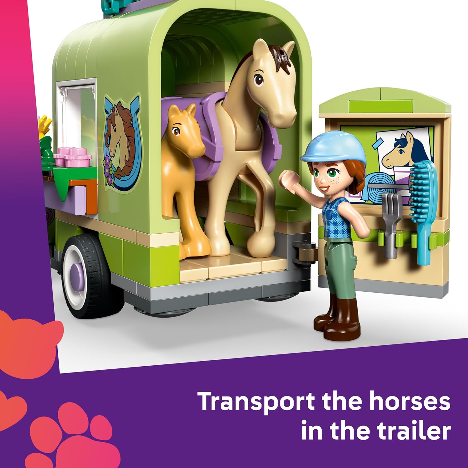 Detalle de LEGO Friends Horse & Baby Foal Trailer (42695) – A practical playset for imaginative countryside adventures