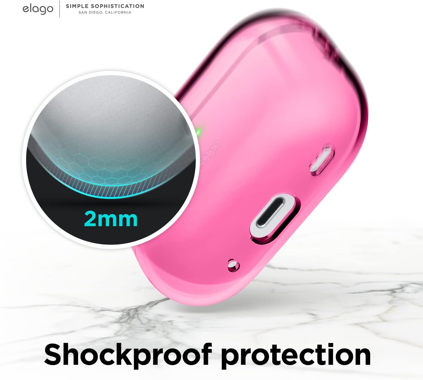 Detalle de elago Coque transparente en TPU pour AirPods Pro 2 (étui/housse de protection) – Néon Rose Vif