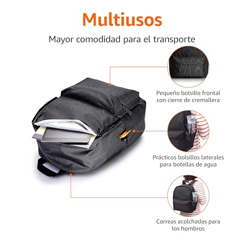 Detalle de Amazon Basics Mochila Clásica para Escuela y Excursiones – Negro