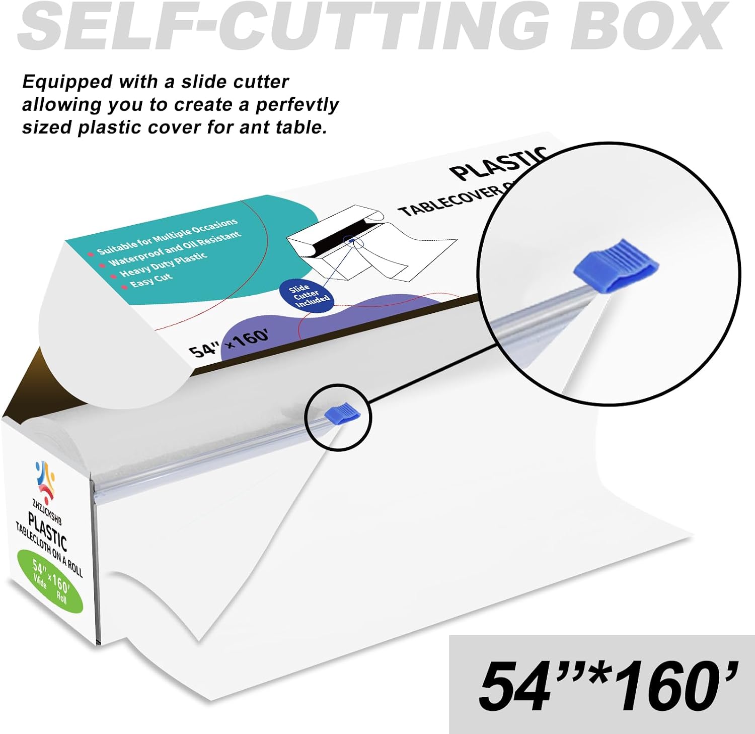 Detalle 2 de ZHZJCKSHB 54in x 160ft plastic table cover roll ๐งป