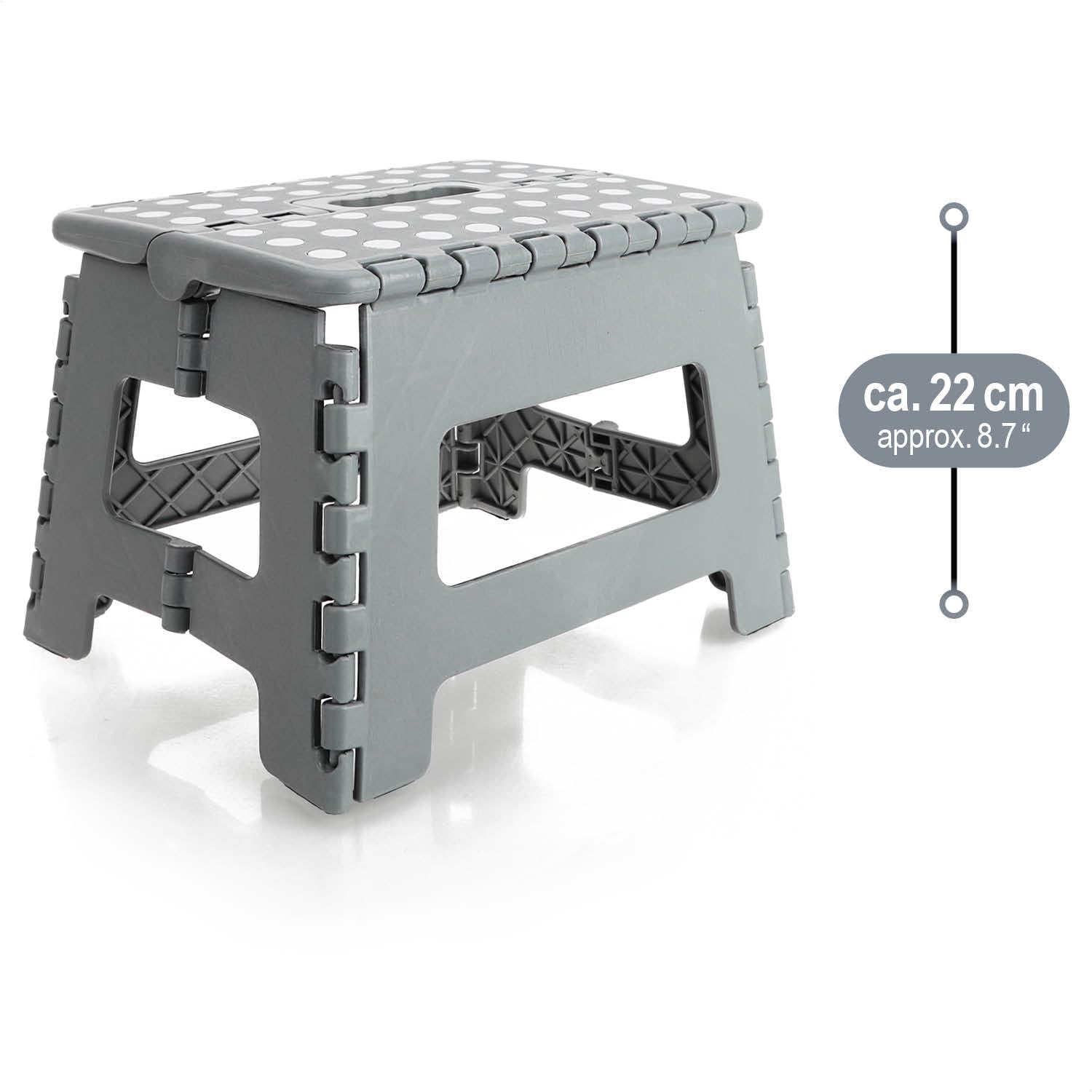 Detalle de COM-FOUR® scaletta pieghevole portatile antiscivolo in plastica, portata fino a 150 kg (grigio)
