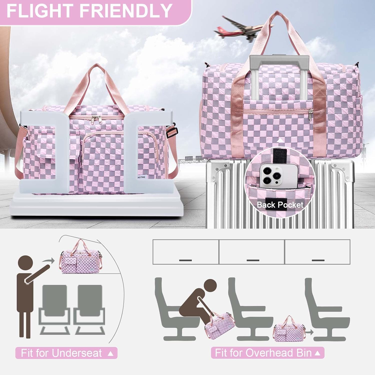 Detalle 2 de Small Gym Bag Travel Duffle 28x50x21cm