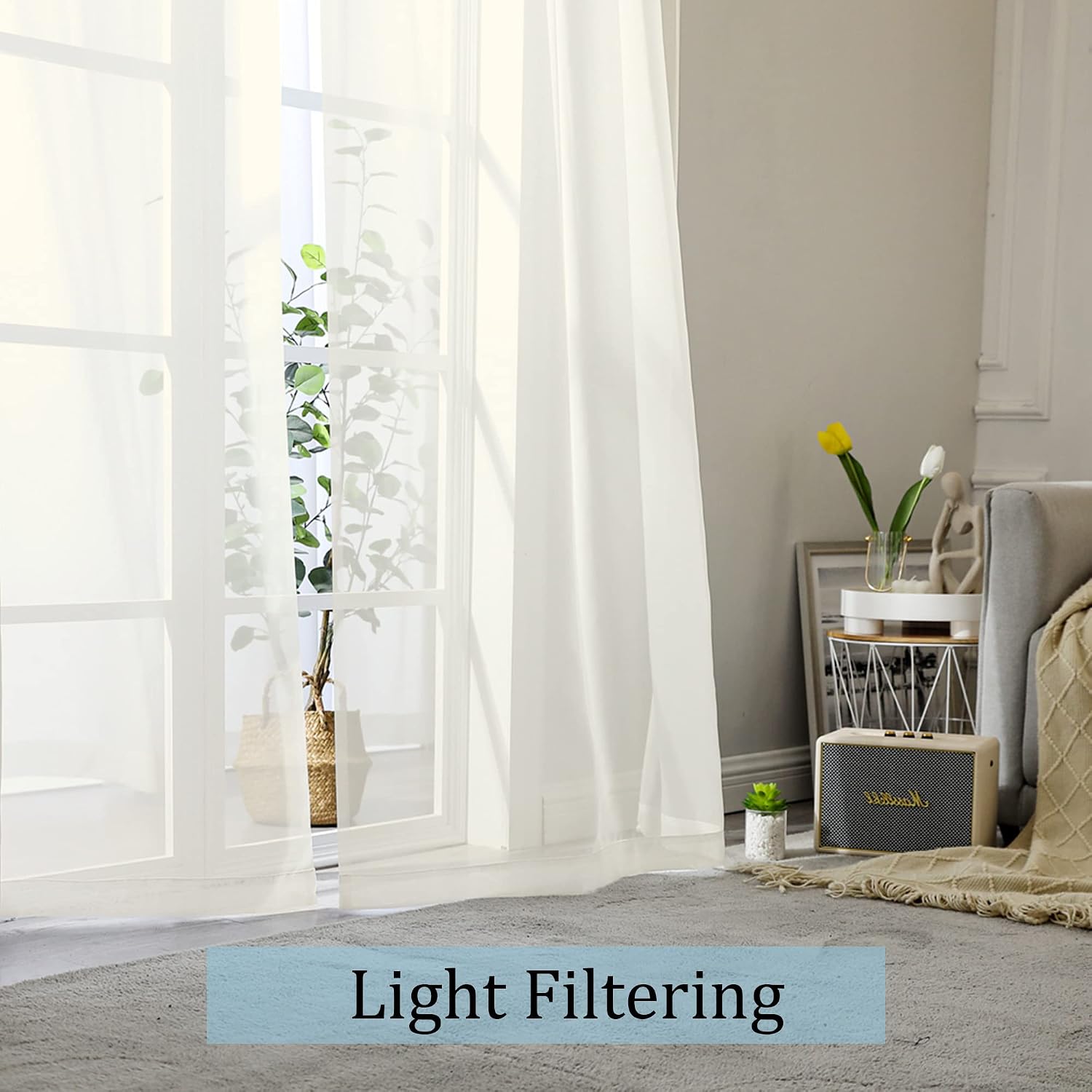 Detalle de OWENIE Sheer Curtains, 108-Inch Length