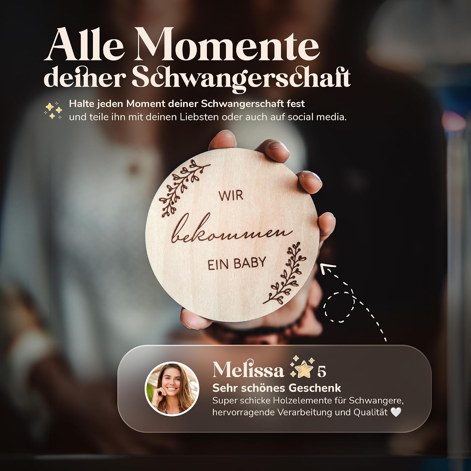 Thumbnail 1 de Holz-Meilensteinkarten „Schwangerschaft“ – 30 Holzscheiben im Geschenk-Set für werdende Eltern