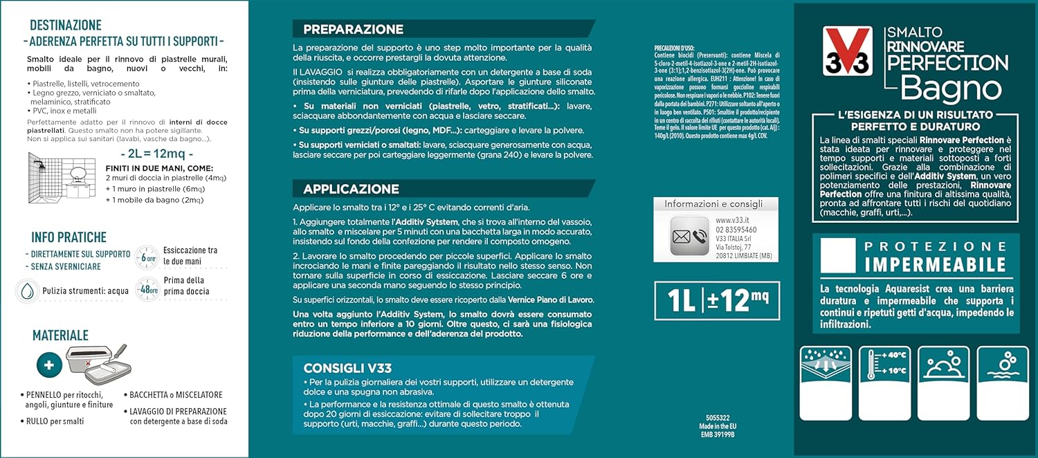 Thumbnail 1 de V33 Smalto Rinnovare Bagno Grigio Tortora 0,75 L