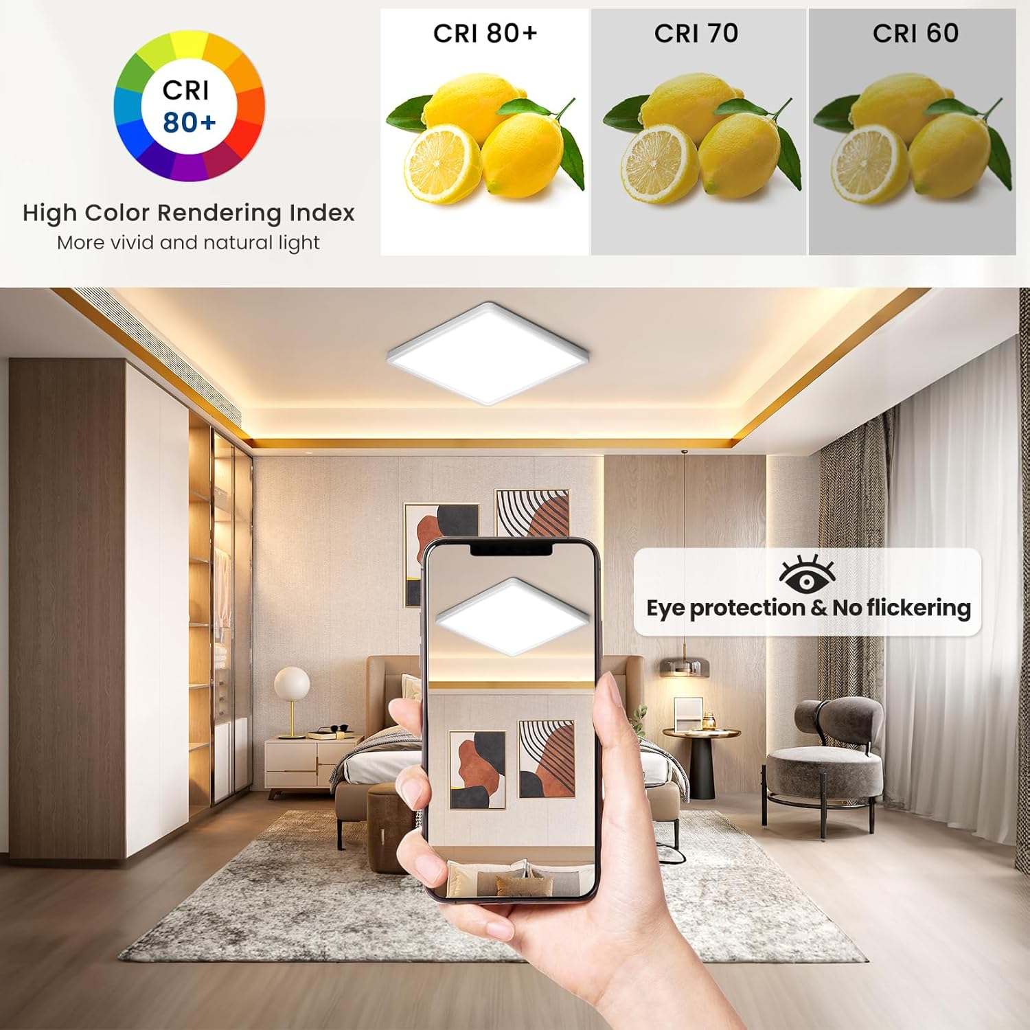 Thumbnail 5 de Tyreses LED Deckenleuchte Flach 24W – dimmbar, Fernbedienung, 3000K–6500K, Ø30cm