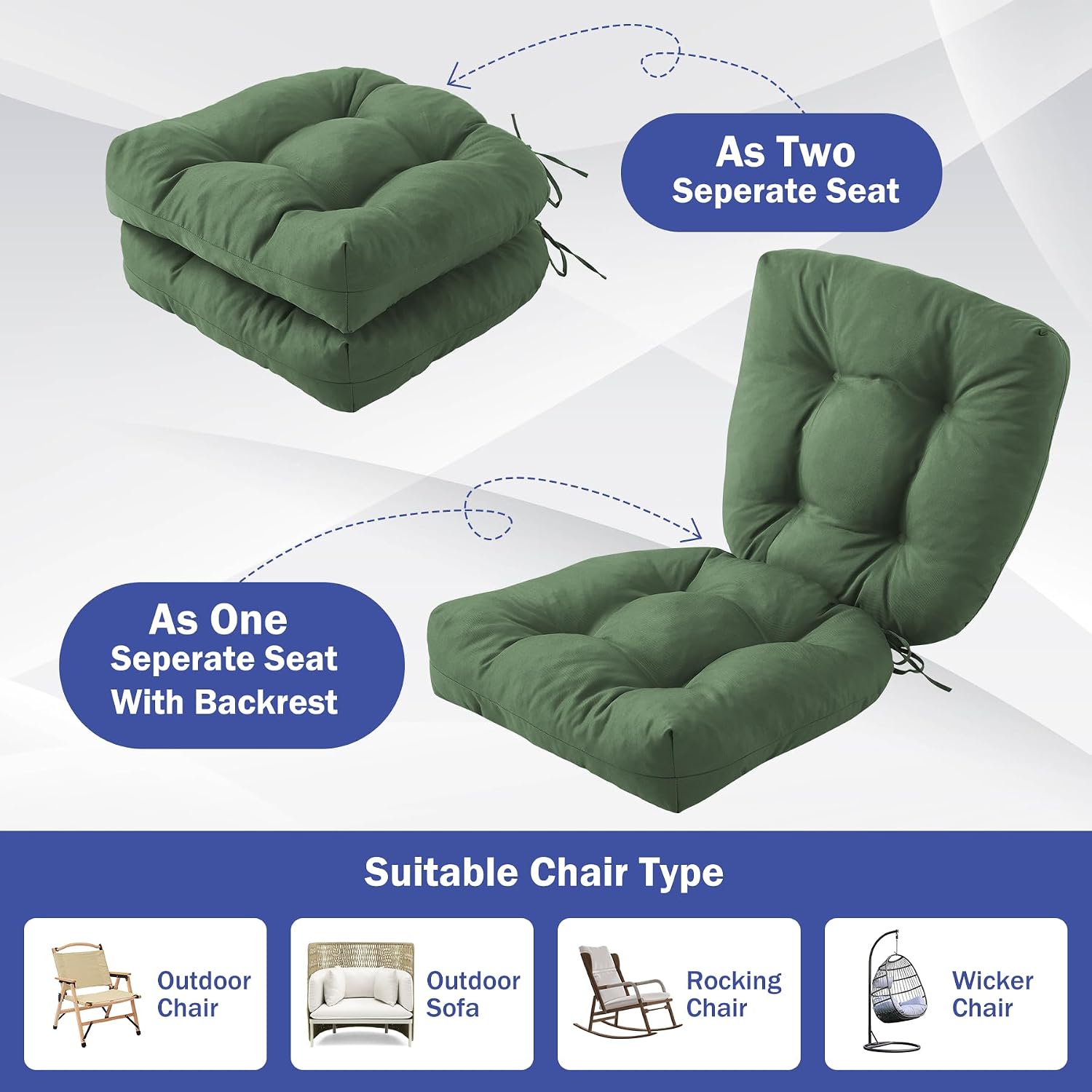 Thumbnail 5 de IPYNBAP Outdoor Chair Cushions 17x17+4”