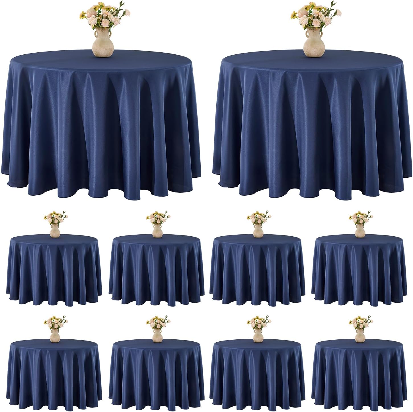 Detalle de VidaFete 10-Pack Navy Blue 120-Inch Round Tablecloth (Polyester) for Dining, Parties & Buffets