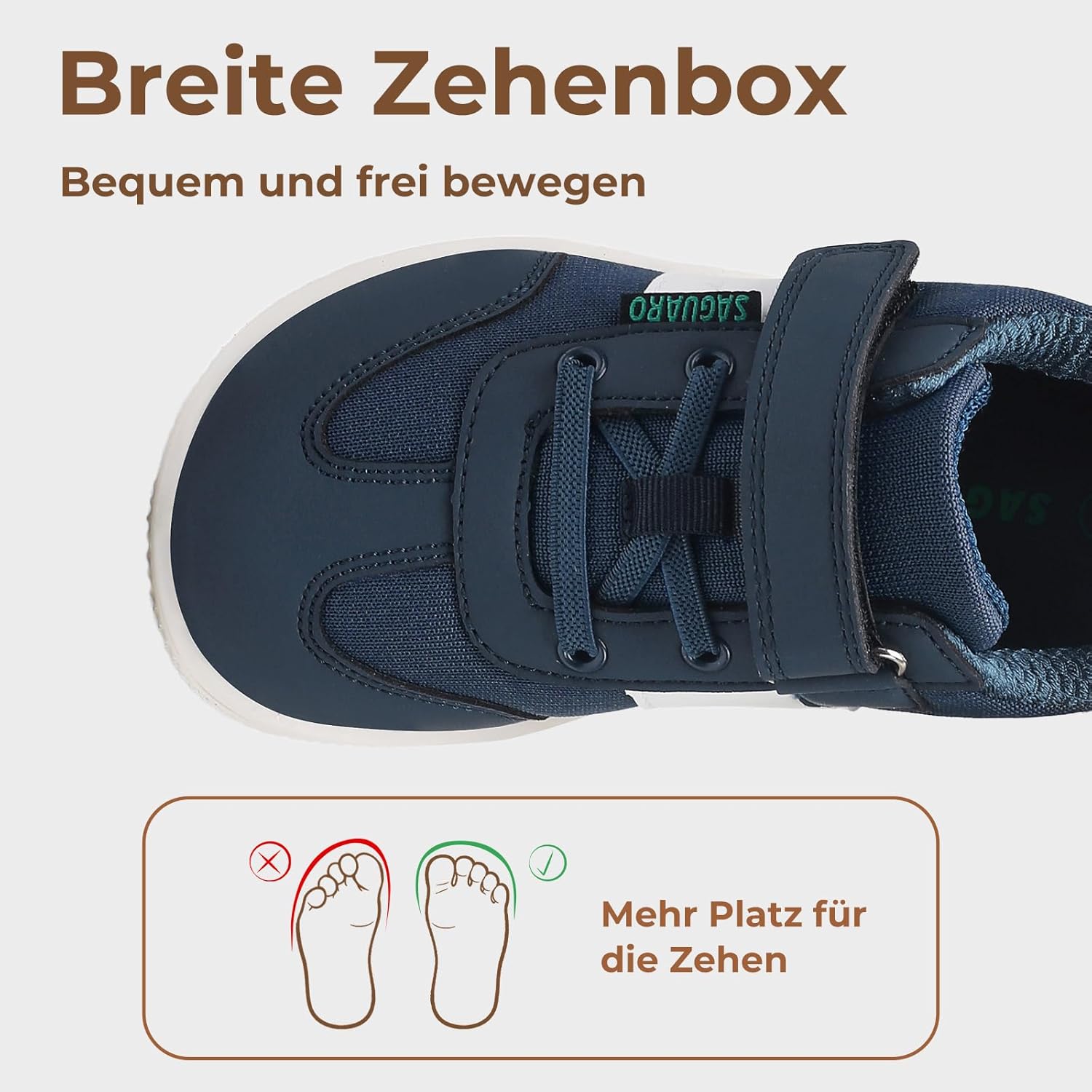 Thumbnail 2 de SAGUARO Kinder Barfußschuhe Knit – Breite Zehenbox, Klettverschluss und Zero-Drop für Kindergarten und Schule