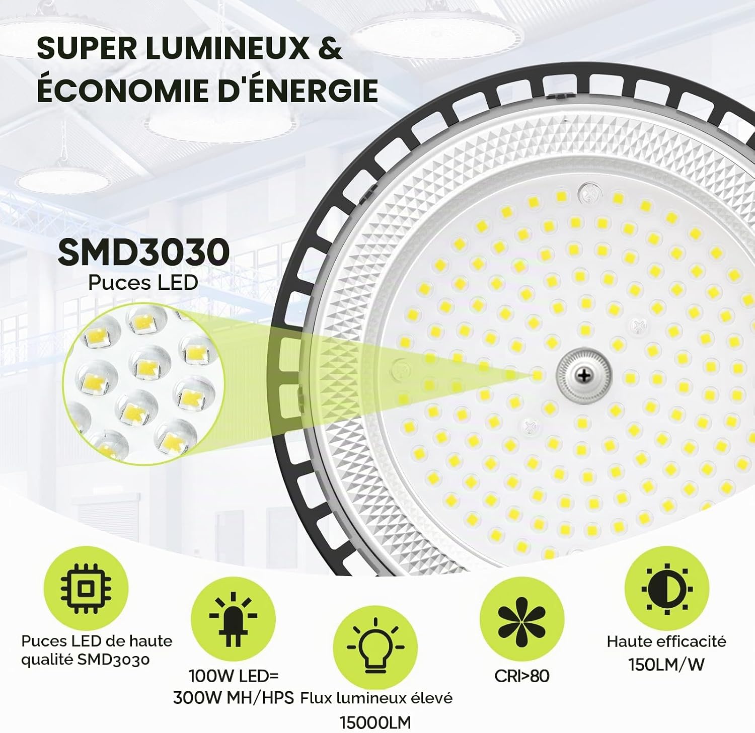 Detalle 2 de Tallflly SL-GK20097P UFO-ledlampenset, 10 stuks, 200 W, 30.000 lm, 6000 K