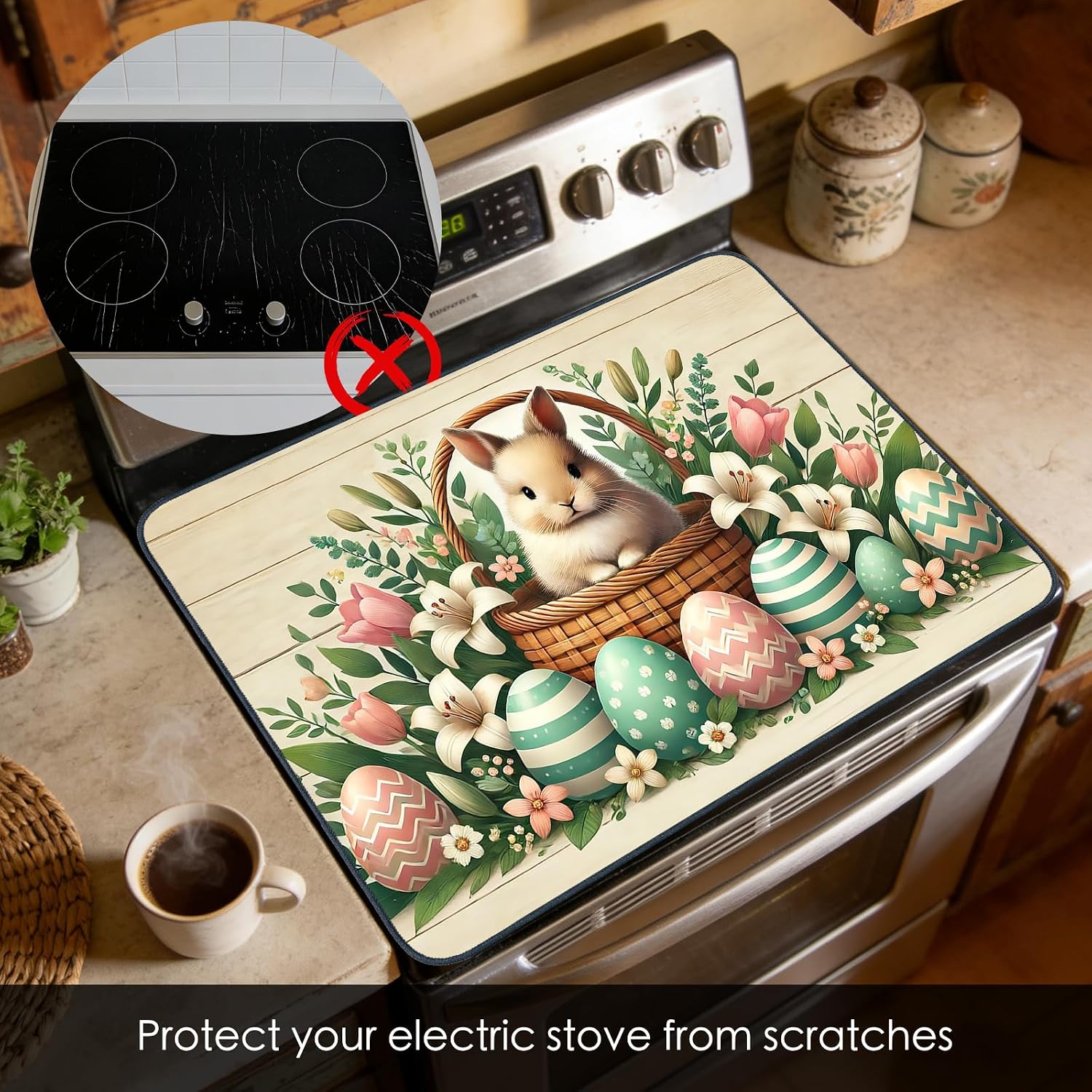 Detalle 2 de Nuxovilar Rabbit Basket Stove Cover, Diatom Mud Countertop Mat