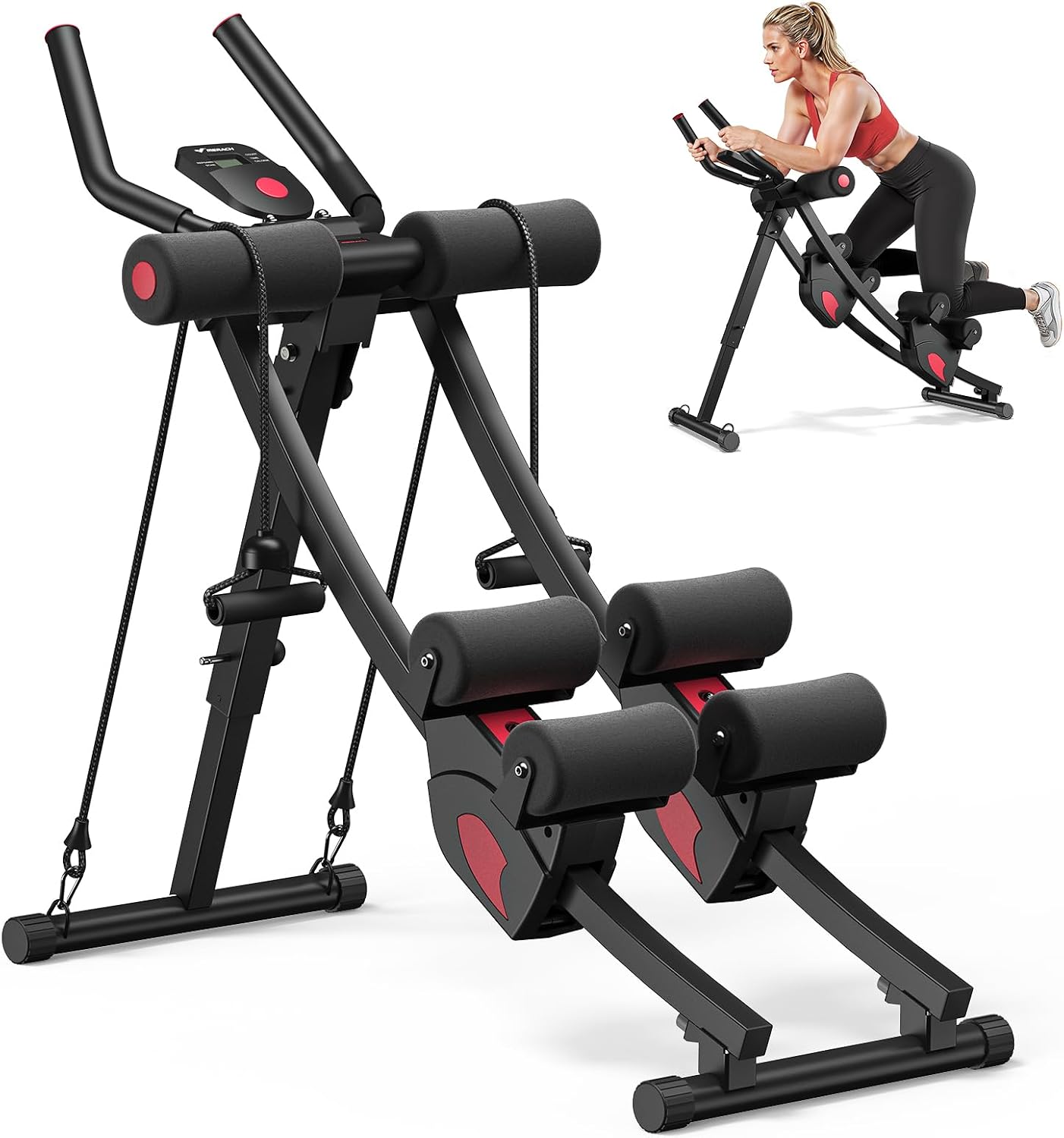 Detalle de MERACH MR-2510 Ab Machine with Adjustable Height, Dual Tracks and LCD