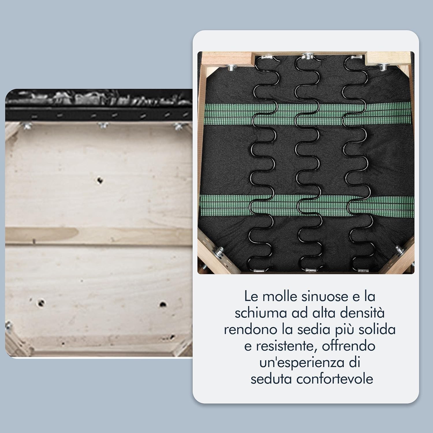 Detalle de Yaheetech Set 4 Sedie Sala da Pranzo Imbottite Moderne, Schienale Alto, Gambe in Legno massello - Grigio Scuro