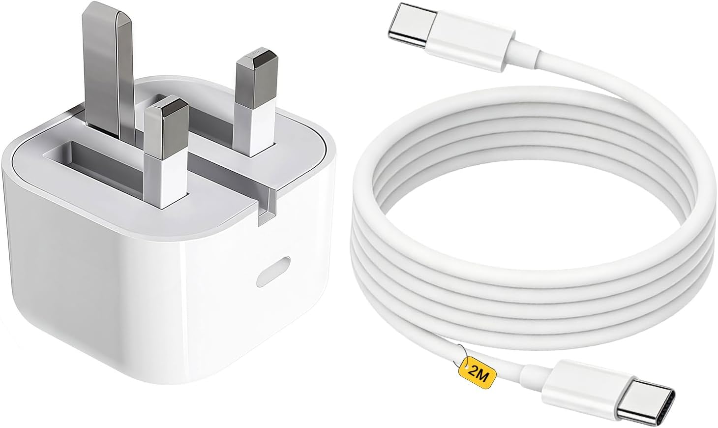 Detalle de iPhone 17/16/15 Fast Charge Charger with 20W USB-C Power Adapter and 2m Cable (UK plug)